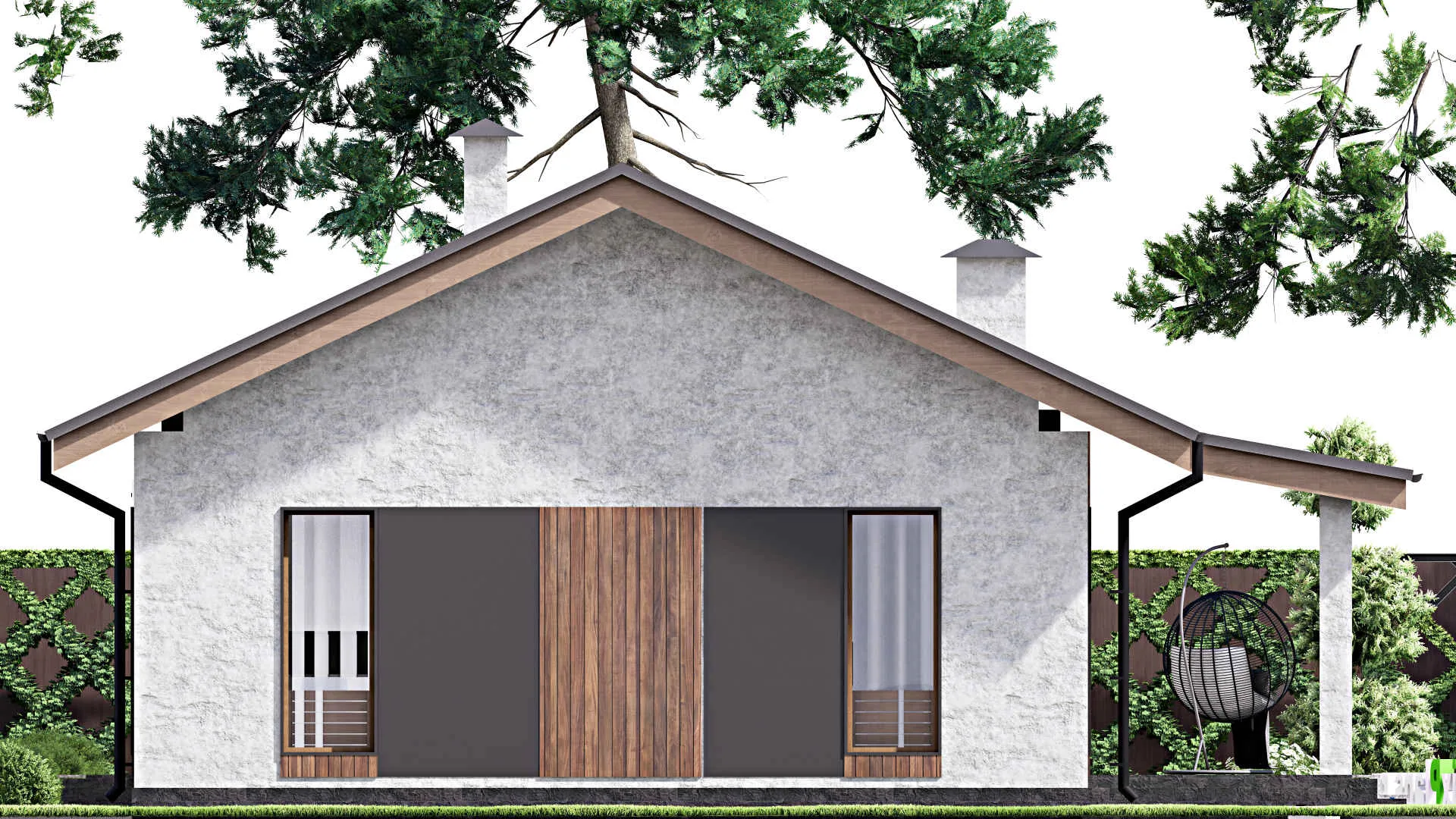 F-13931 - Проект одноэтажного дома 12 на 20, площадью 160 м² с террасой и 3 спальнями