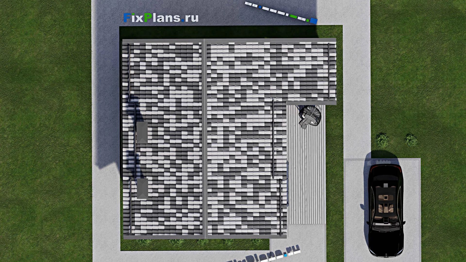 F-7613 - Проект дома с мансардой 10 на 11, площадью 130 м² с террасой, баней и 2 спальнями