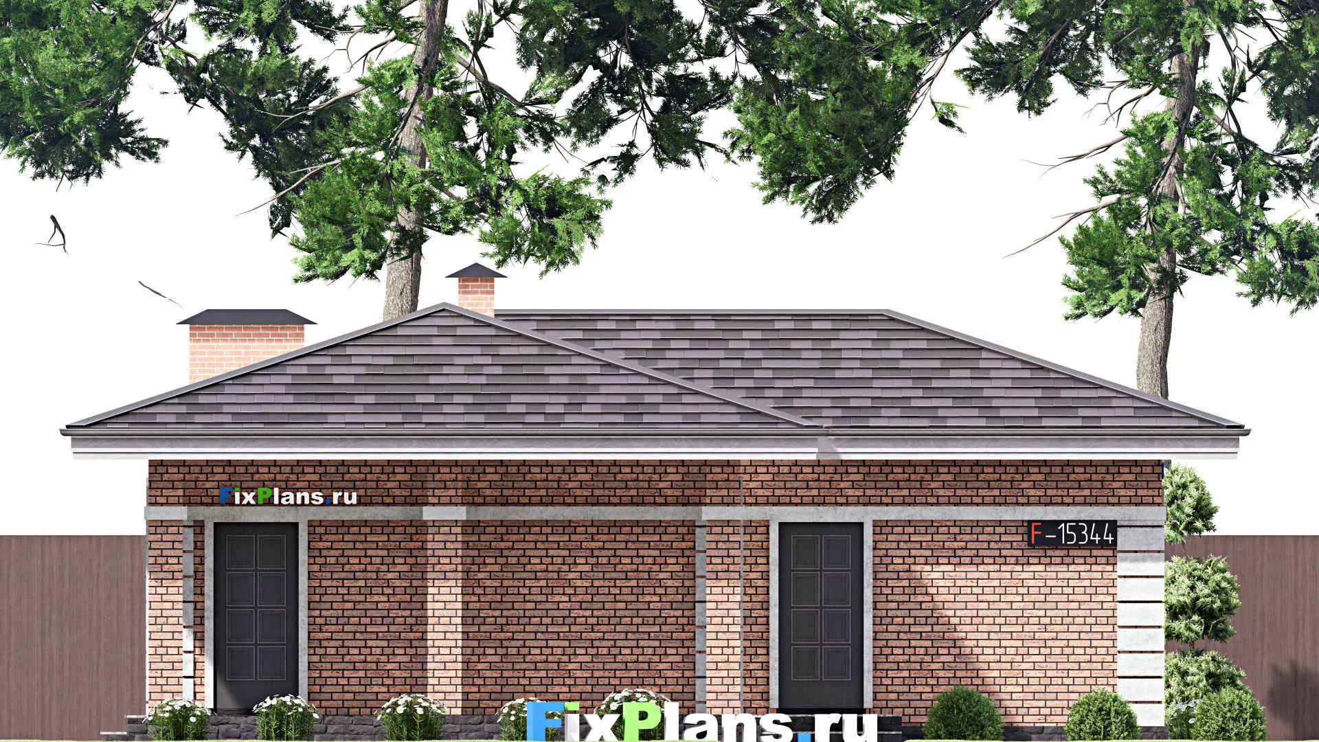 F-15344 - Проект бани 12 на 16, площадью 110 м² с терассой, бассейном и санузлом