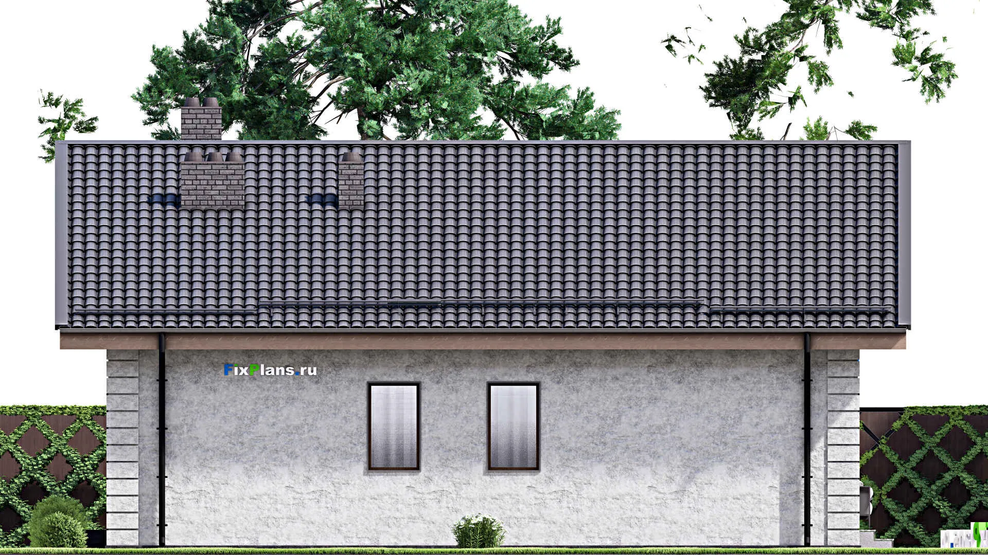 F-12770 - Проект одноэтажного дома 13 на 14, площадью 140 м² с террасой и 2 спальнями