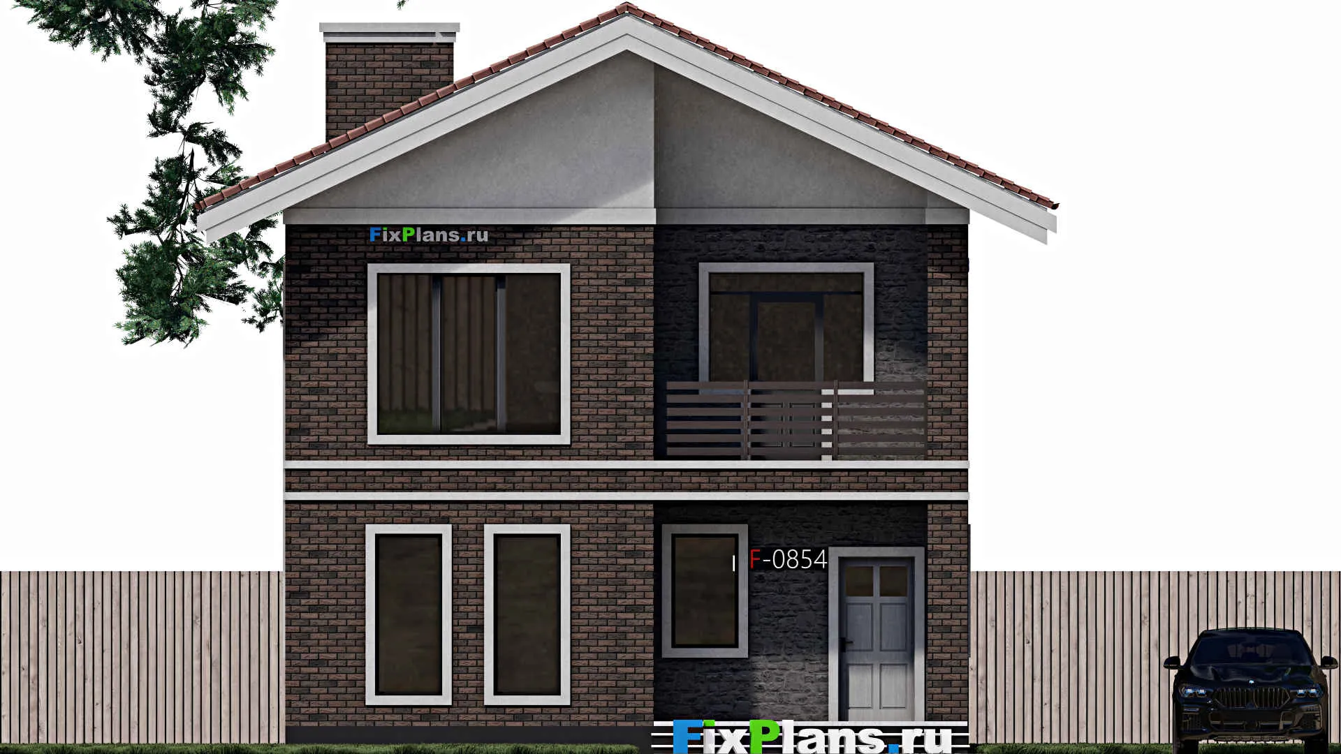 F-0854 - Проект двухэтажного дома 9 на 12, площадью 160 м² с балконом и 3 спальнями