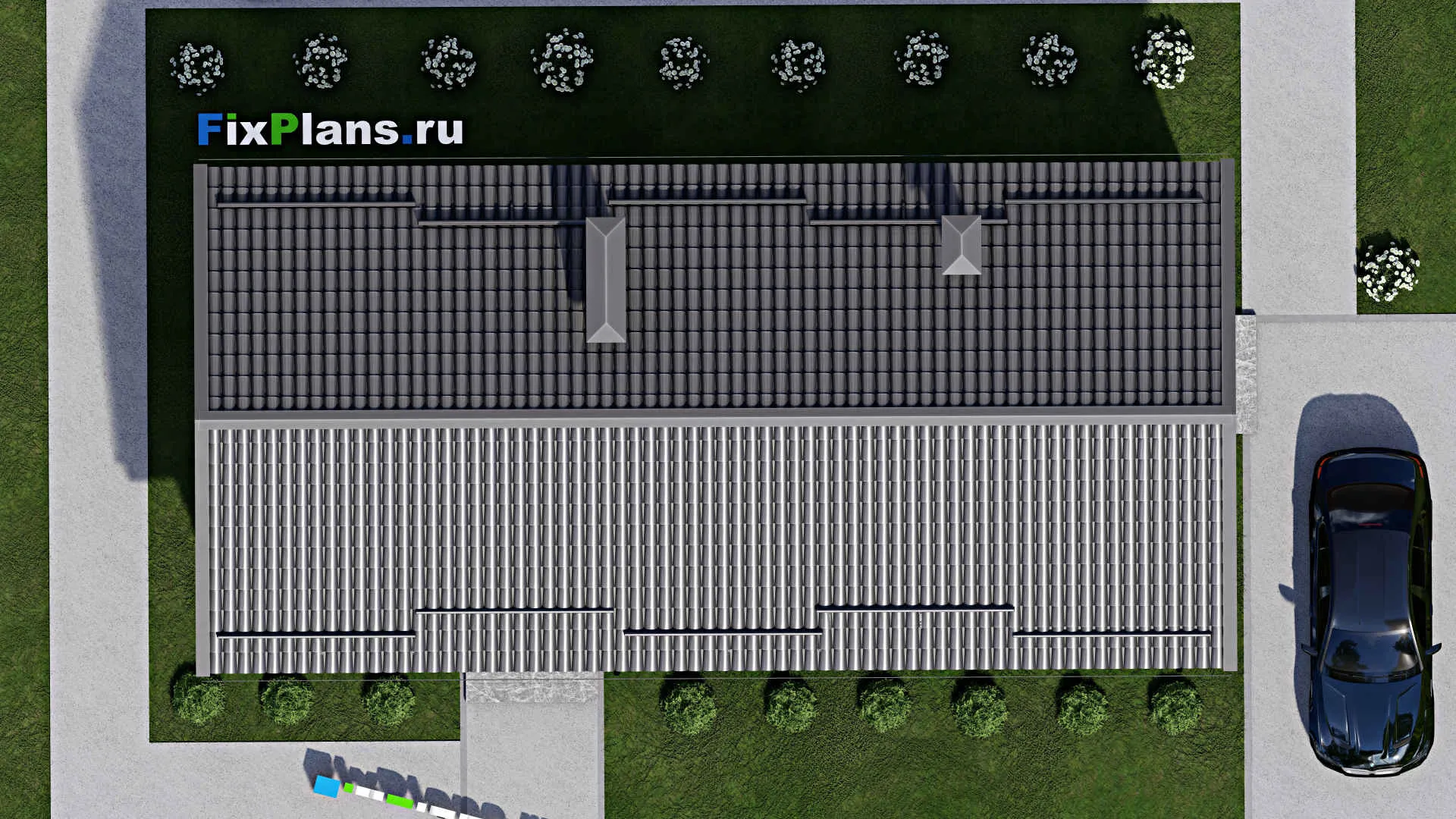 F-5534 - Проект бани 7 на 12, площадью 90 м² с терассой, 2 санузлами и спальней