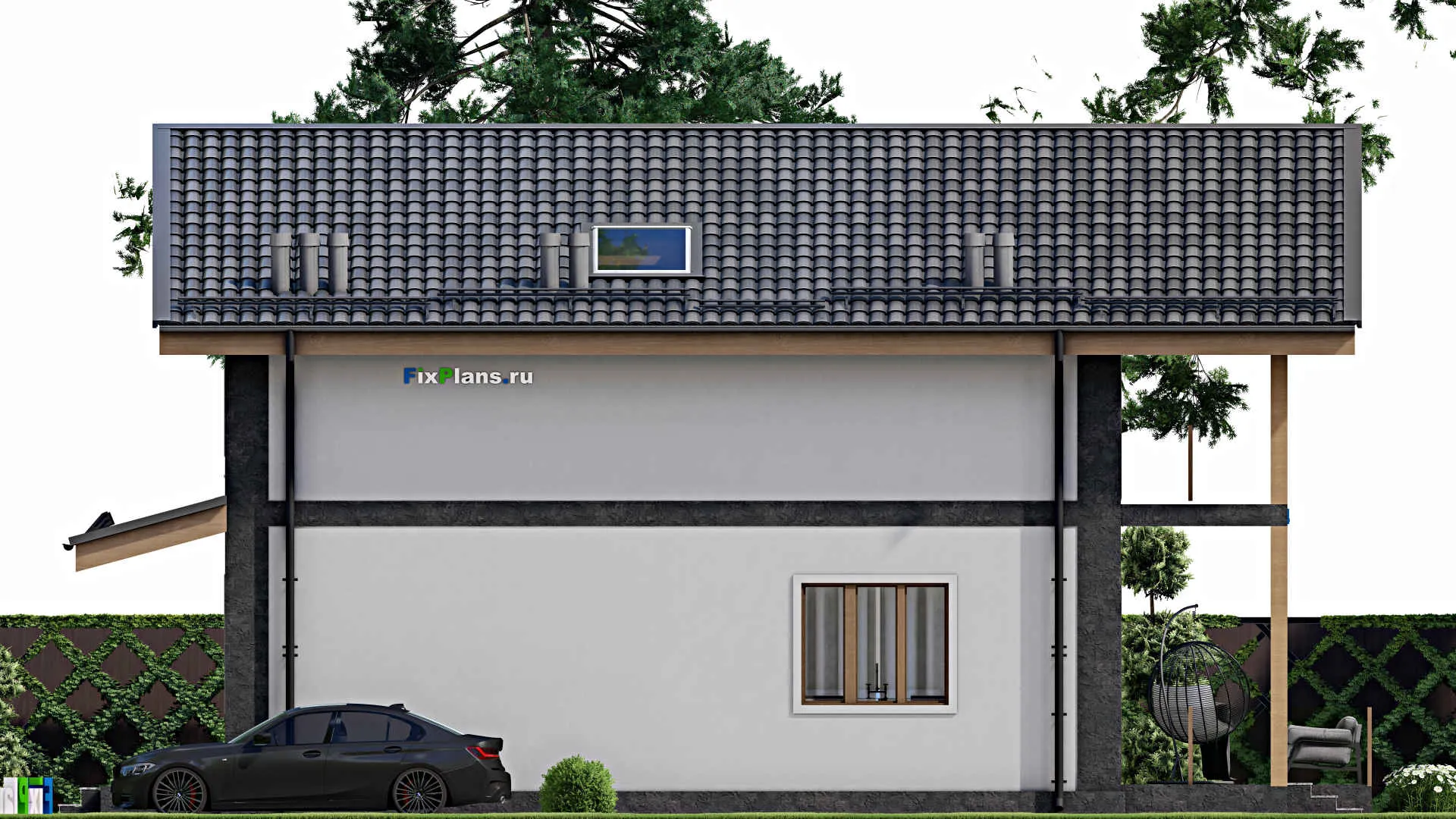 F-8801 - Проект дома с мансардой 11 на 16, площадью 220 м² с террасой, балконом и 5 спальнями