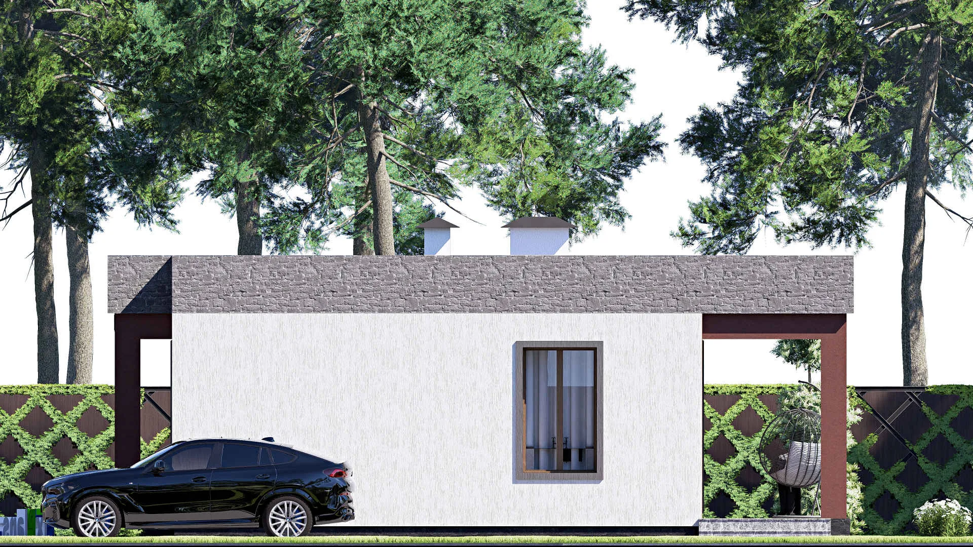 F-17351 - Проект одноэтажного дома 12 на 13, площадью 110 м² с террасой и 2 спальнями