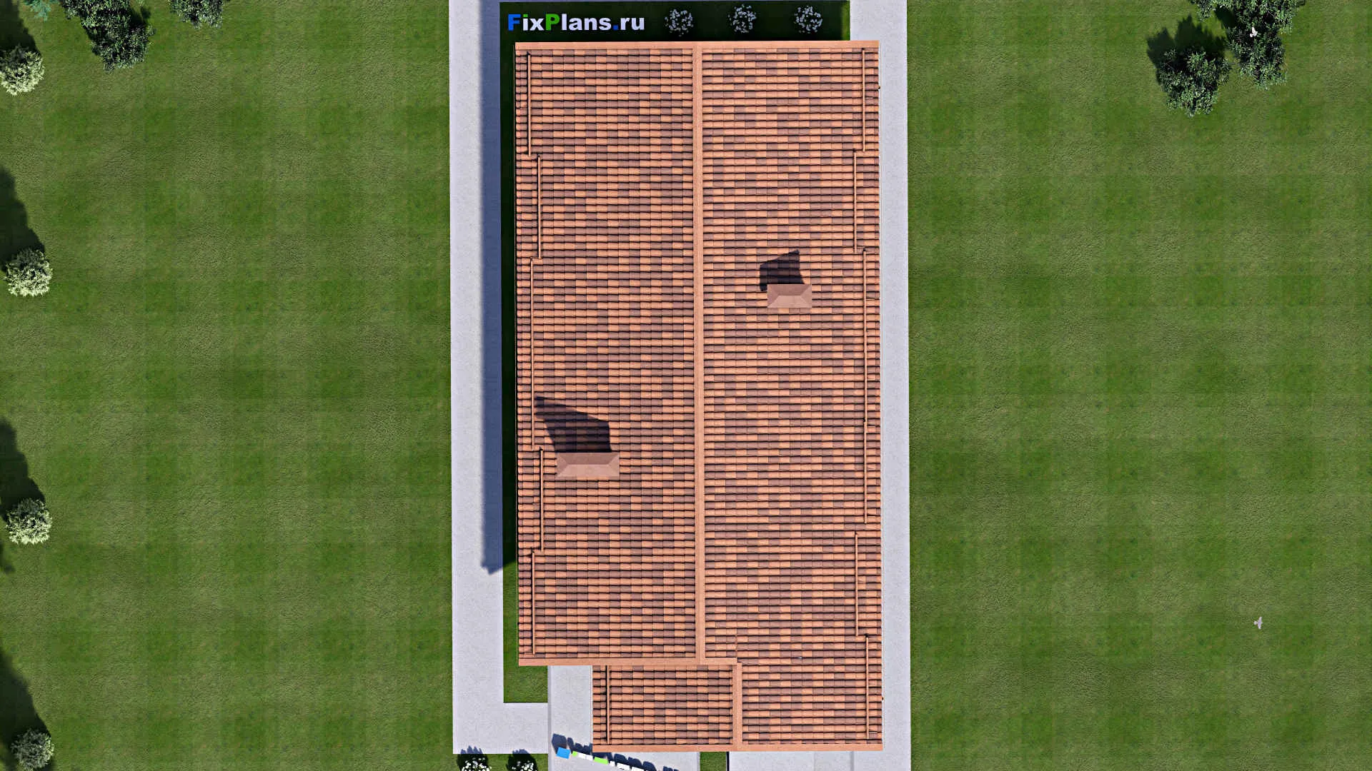 F-12581 - Проект одноэтажного дома 10 на 20, площадью 140 м² с гаражом на 1 машину и 2 спальнями