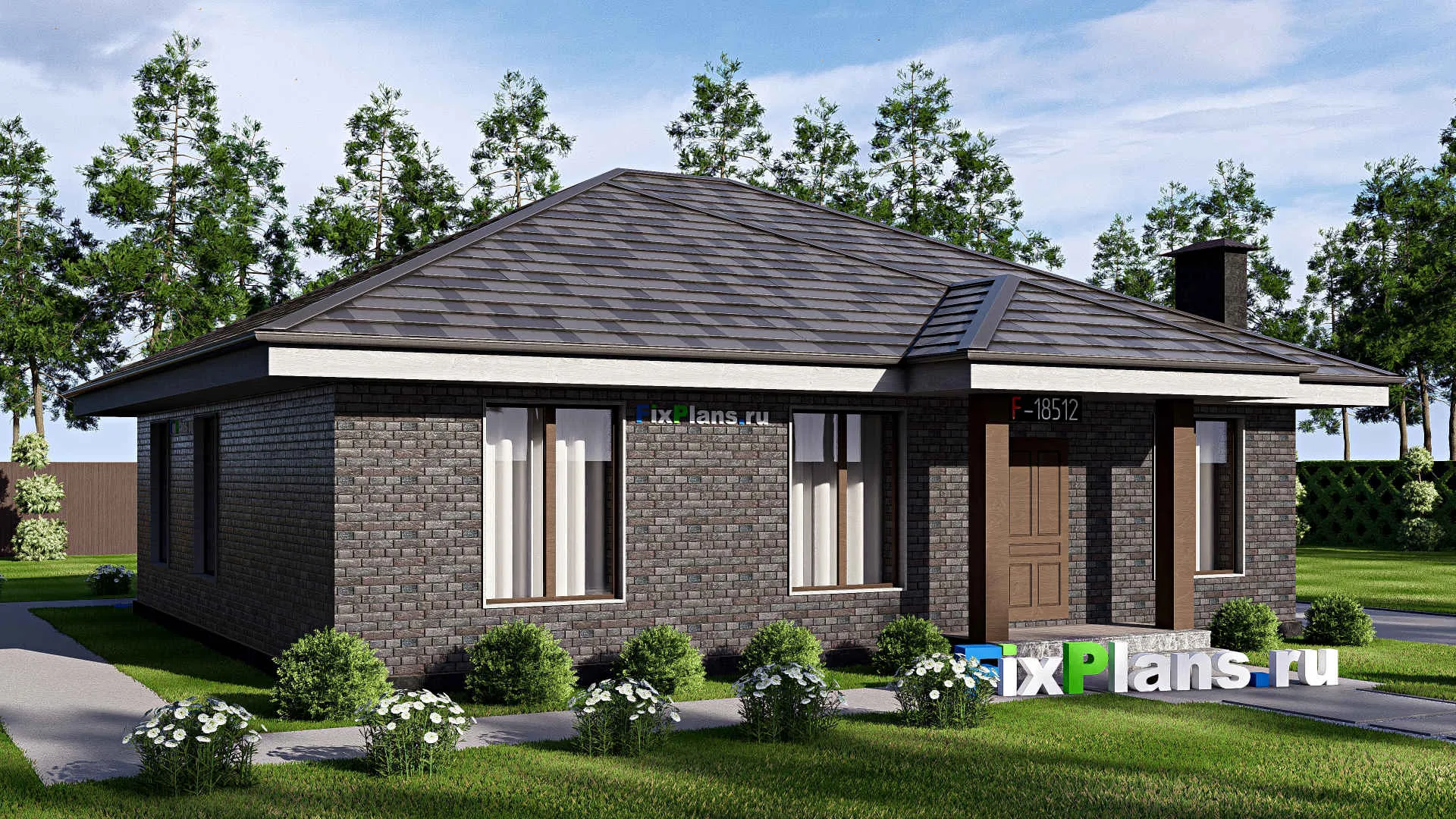 F-18512 - Проект одноэтажного дома 12 на 13, площадью 110 м² с 3 спальнями