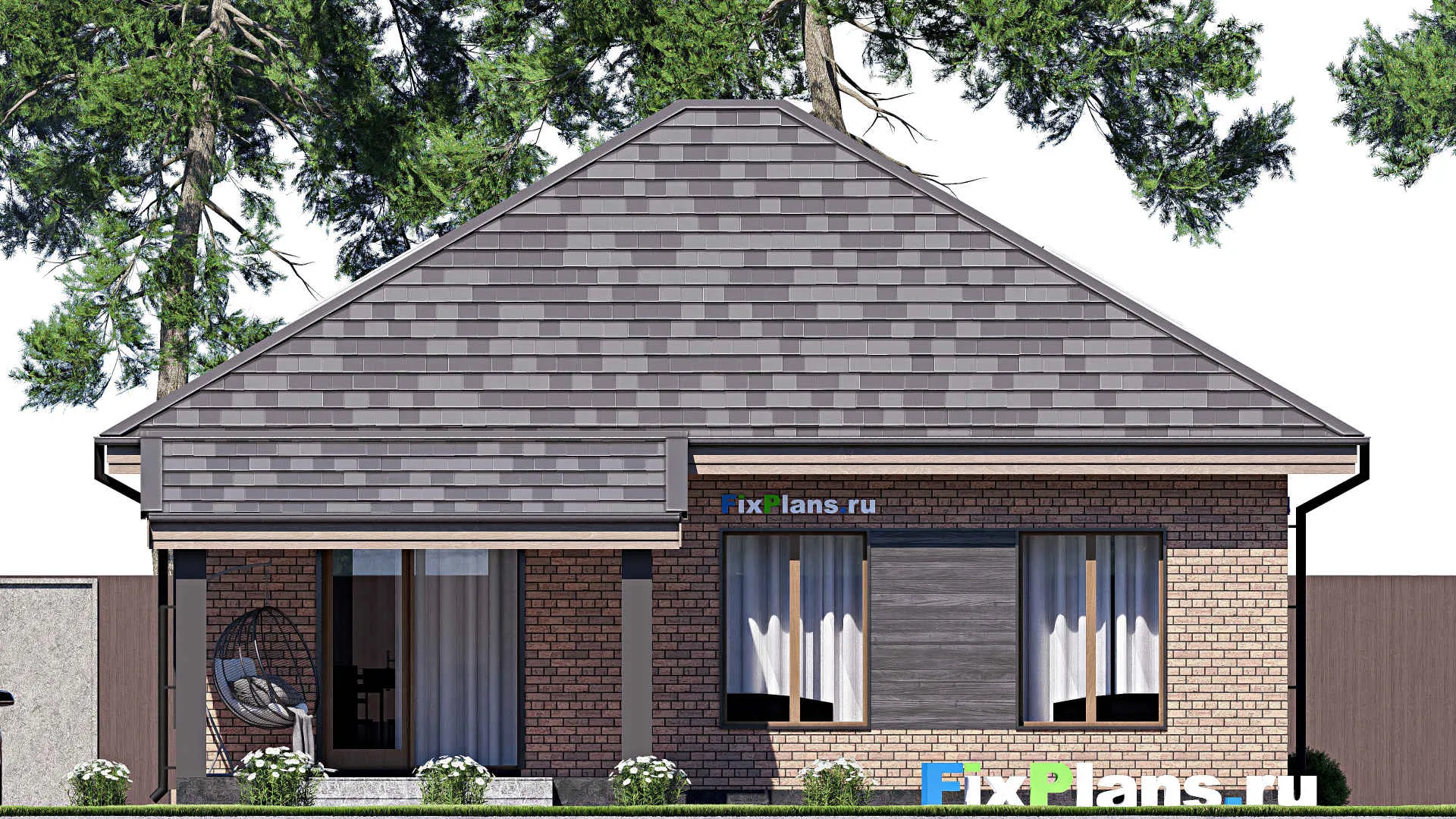 F-17828 - Проект дома с мансардой 12 на 12, площадью 160 м² с террасой и 4 спальнями