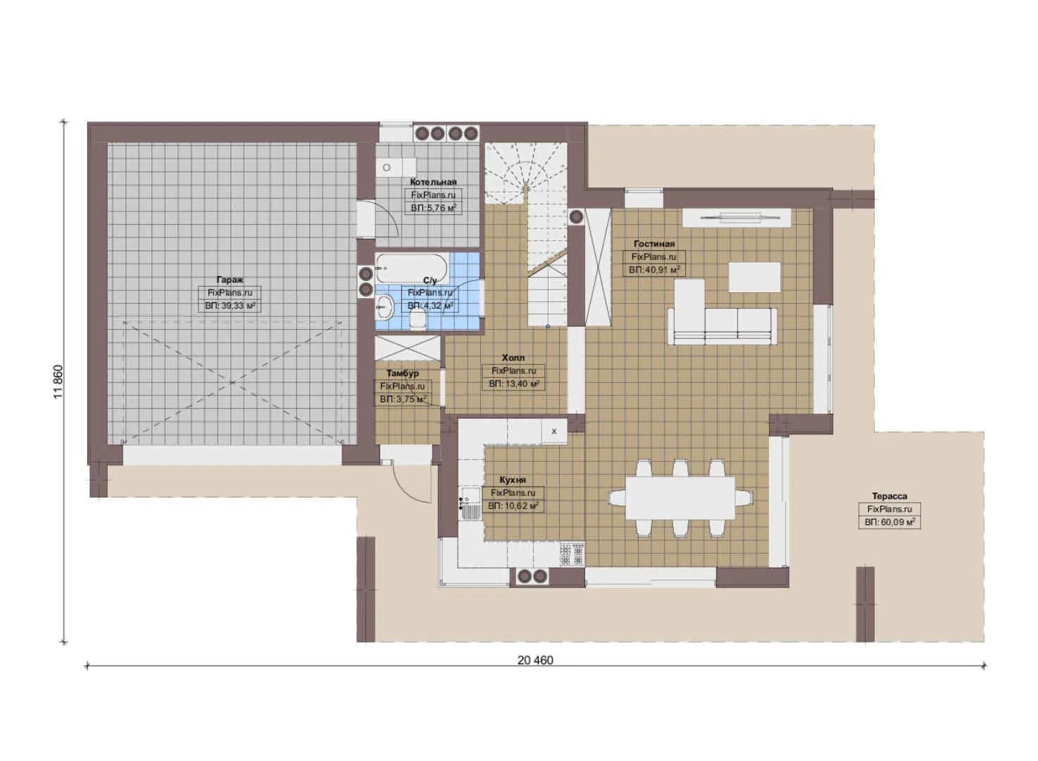 F-16280 - Планы двухэтажного дома 12 на 21, площадью 290 м² с 3 спальнями
