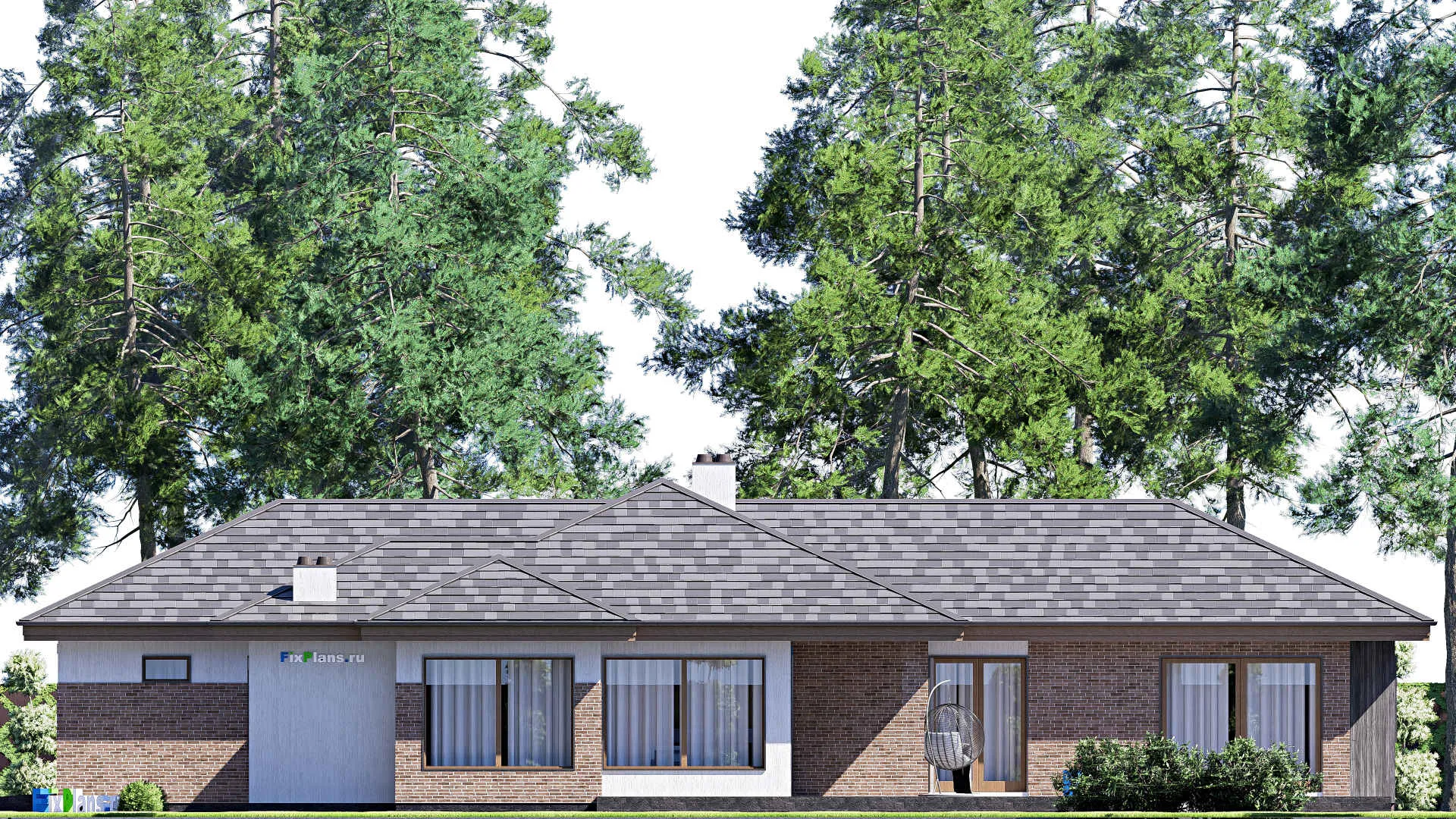 F-15740 - Проект одноэтажного дома 22 на 25, площадью 360 м² с террасой, гаражом на 2 машины и 3 спальнями