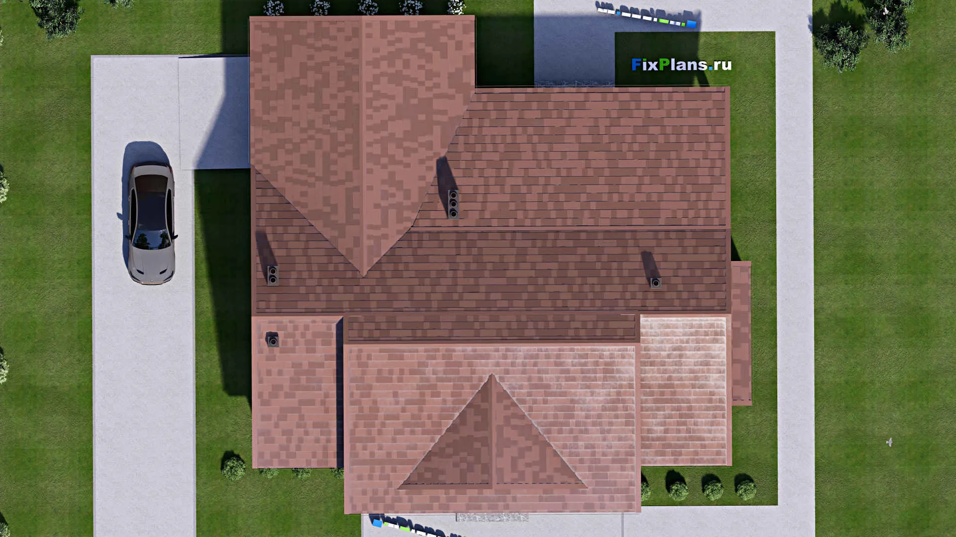 F-16487 - Проект одноэтажного дома 20 на 20, площадью 270 м² с 3 спальнями