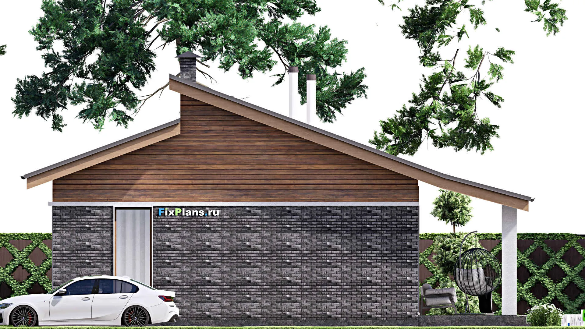 F-16829 - Проект одноэтажного дома 12 на 17, площадью 160 м² с террасой и 3 спальнями