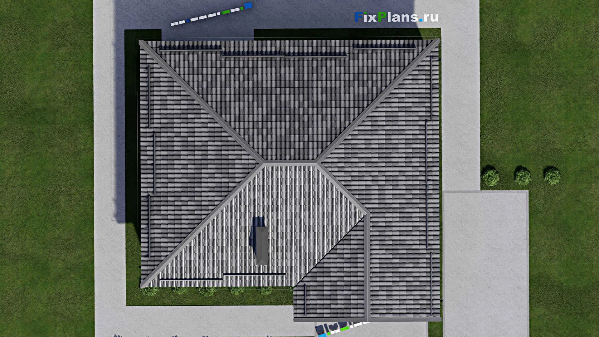 F-8099 - Проект одноэтажного дома 11 на 14, площадью 120 м² с террасой и 3 спальнями