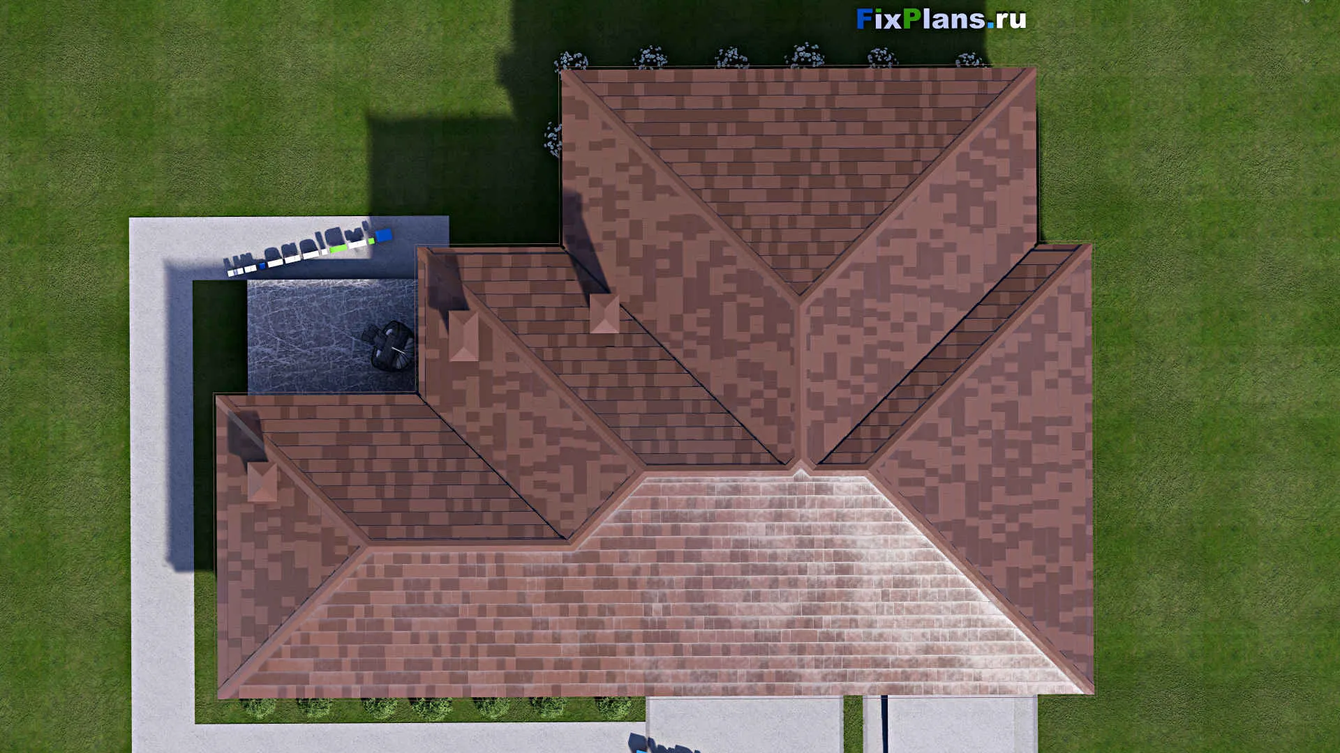 F-13769 - Проект одноэтажного дома 14 на 20, площадью 160 м² с гаражом на 1 машину и 3 спальнями