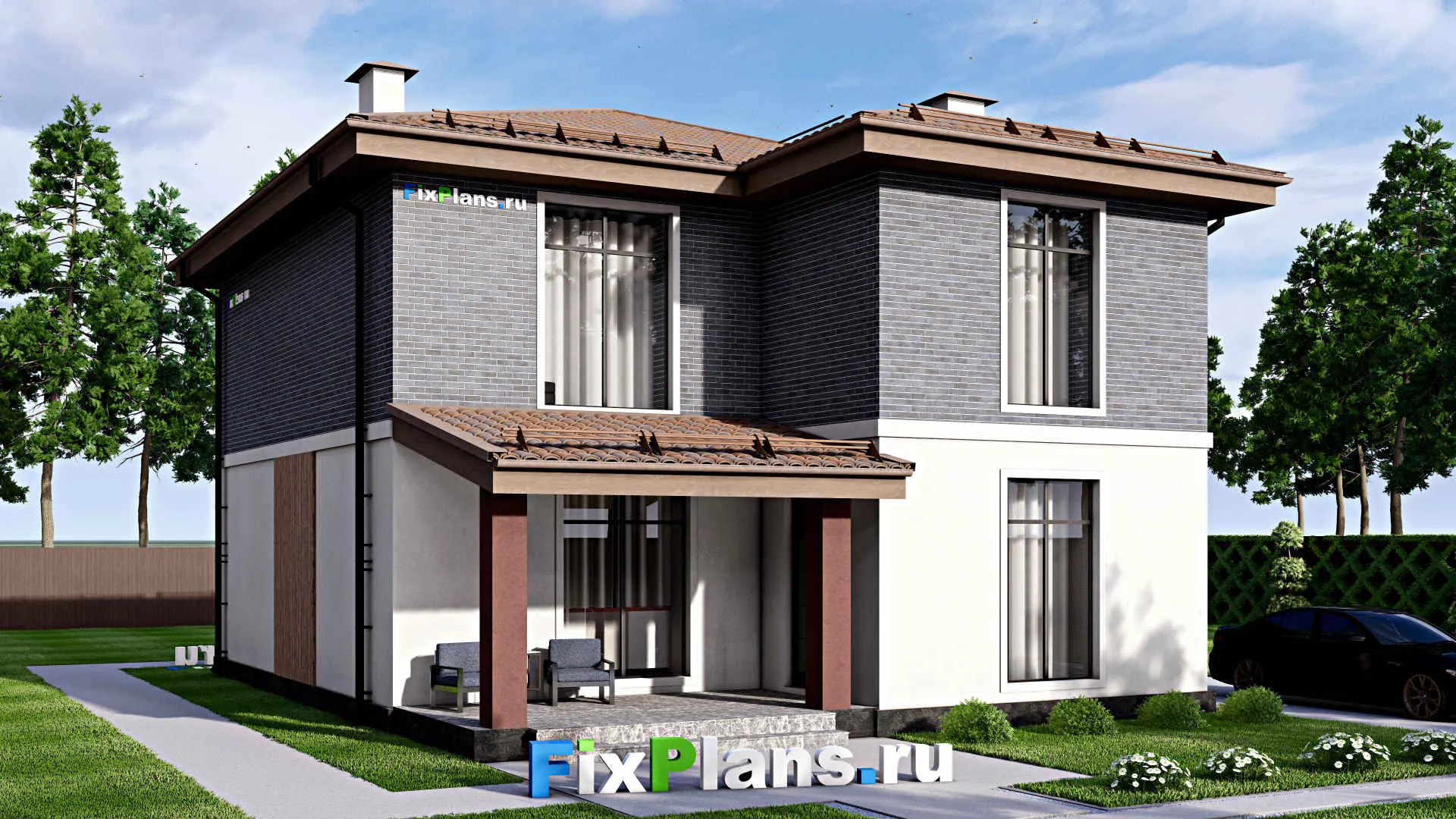 F-12509 - Проект двухэтажного дома 11 на 13, площадью 180 м² с 3 спальнями