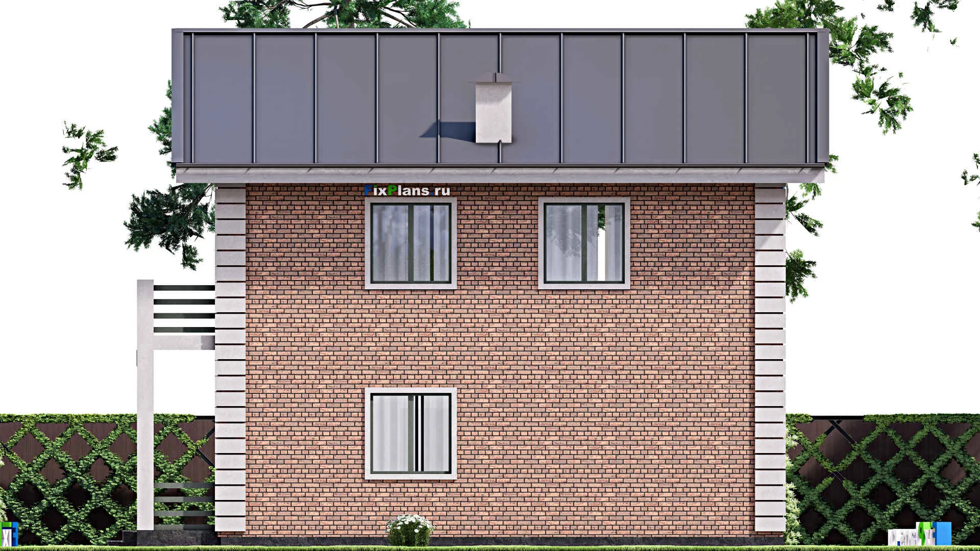 F-13967 - Проект двухэтажного дома 9 на 12, площадью 150 м² с балконом и 2 спальнями