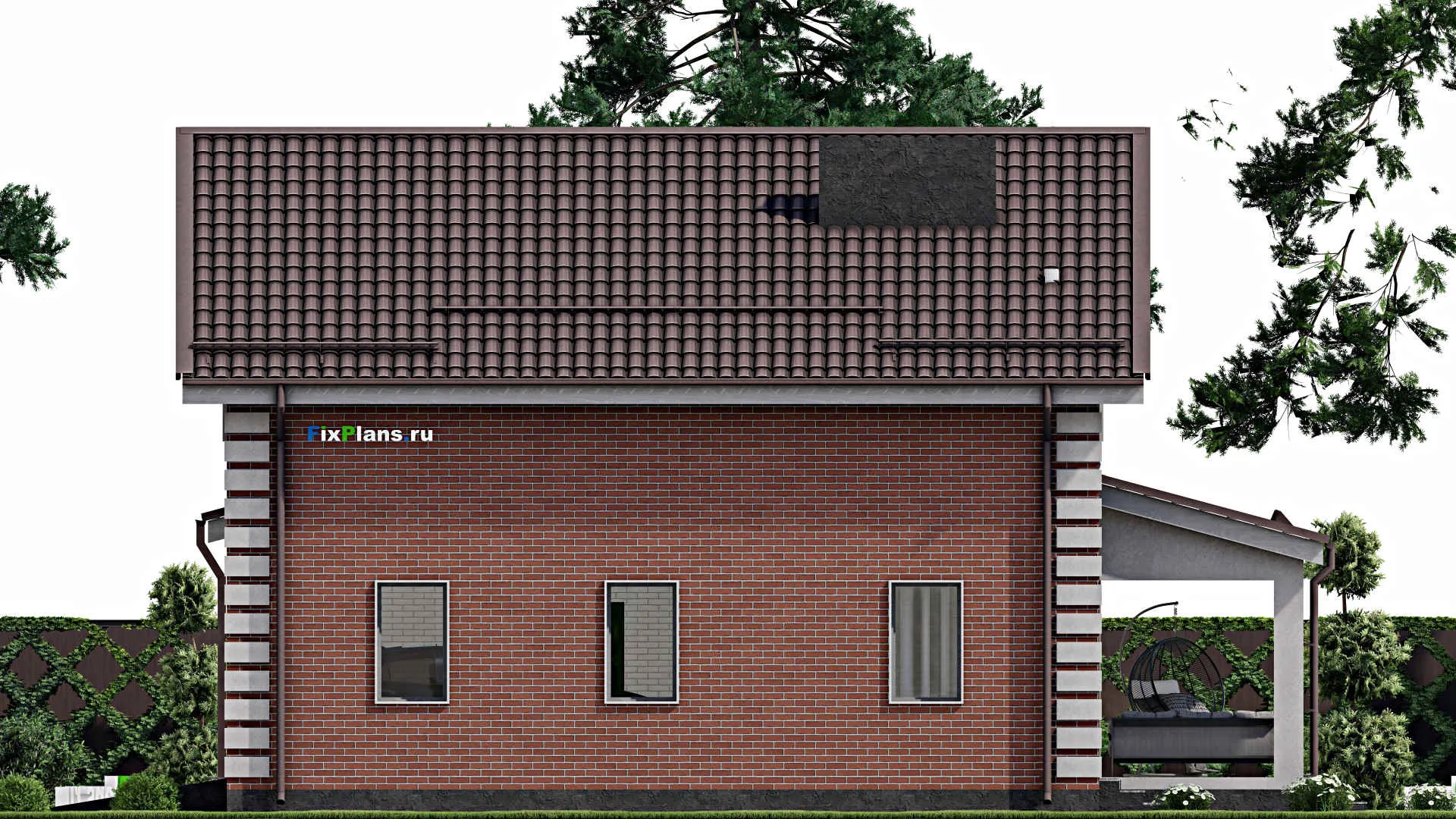 F-2393 - Проект дома с мансардой 10 на 11, площадью 160 м² с террасой, гаражом на 1 машину и 4 спальнями