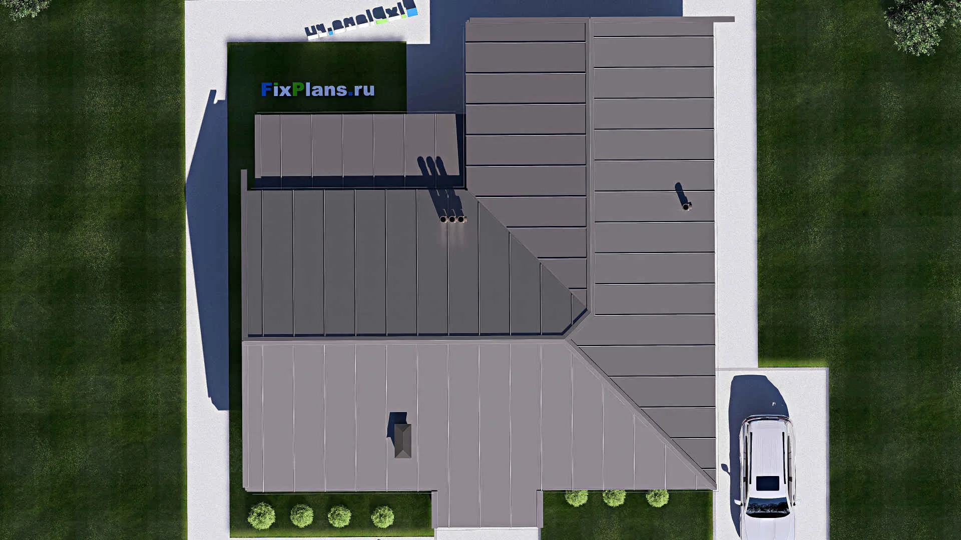 F-20141 - Проект одноэтажного дома 16 на 17, площадью 180 м² с террасой и 3 спальнями