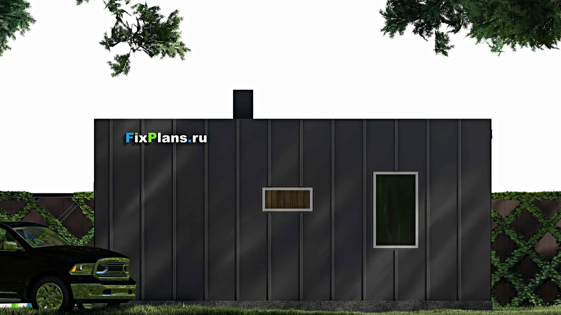 F-1376 - Проект бани 8 на 12, площадью 80 м² с терассой, санузлом и спальней