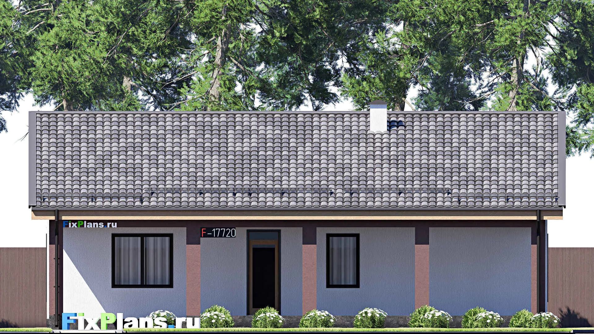 F-17720 - План одноэтажного дома 14 на 15, площадью 150 м² с террасой и 3 спальнями