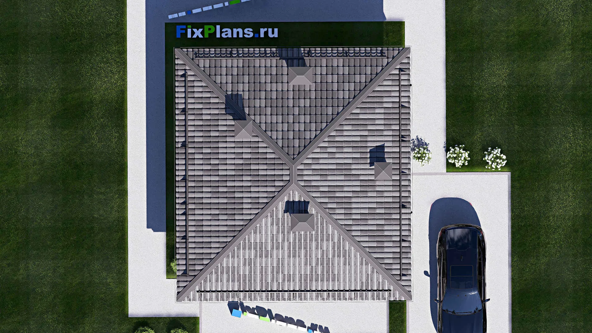 F-17711 - Проект бани 8 на 9, площадью 50 м² с терассой, санузлом и спальней