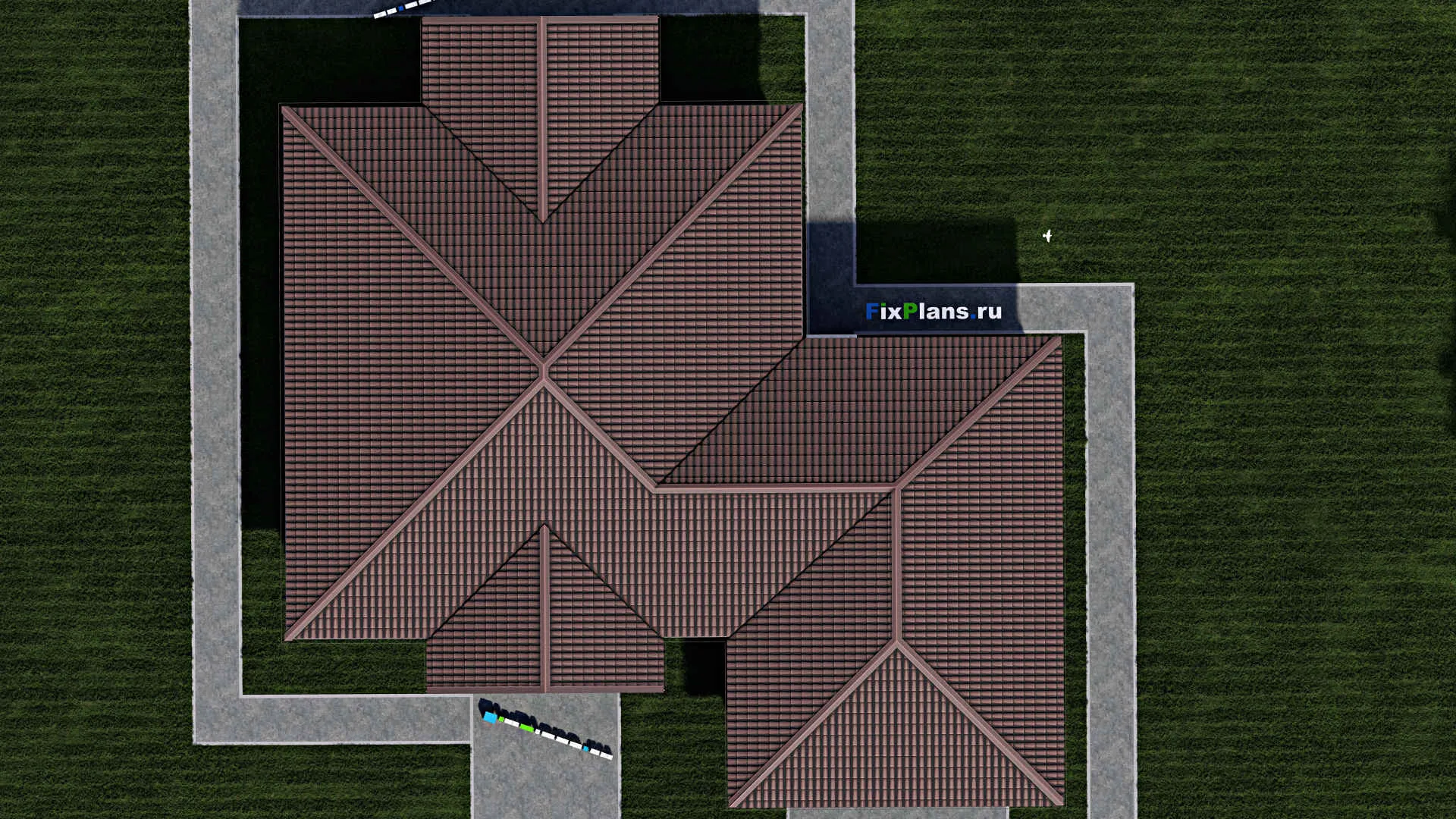 F-0674 - Проект одноэтажного дома 20 на 22, площадью 270 м² с террасой, гаражом на 2 машины и 4 спальнями