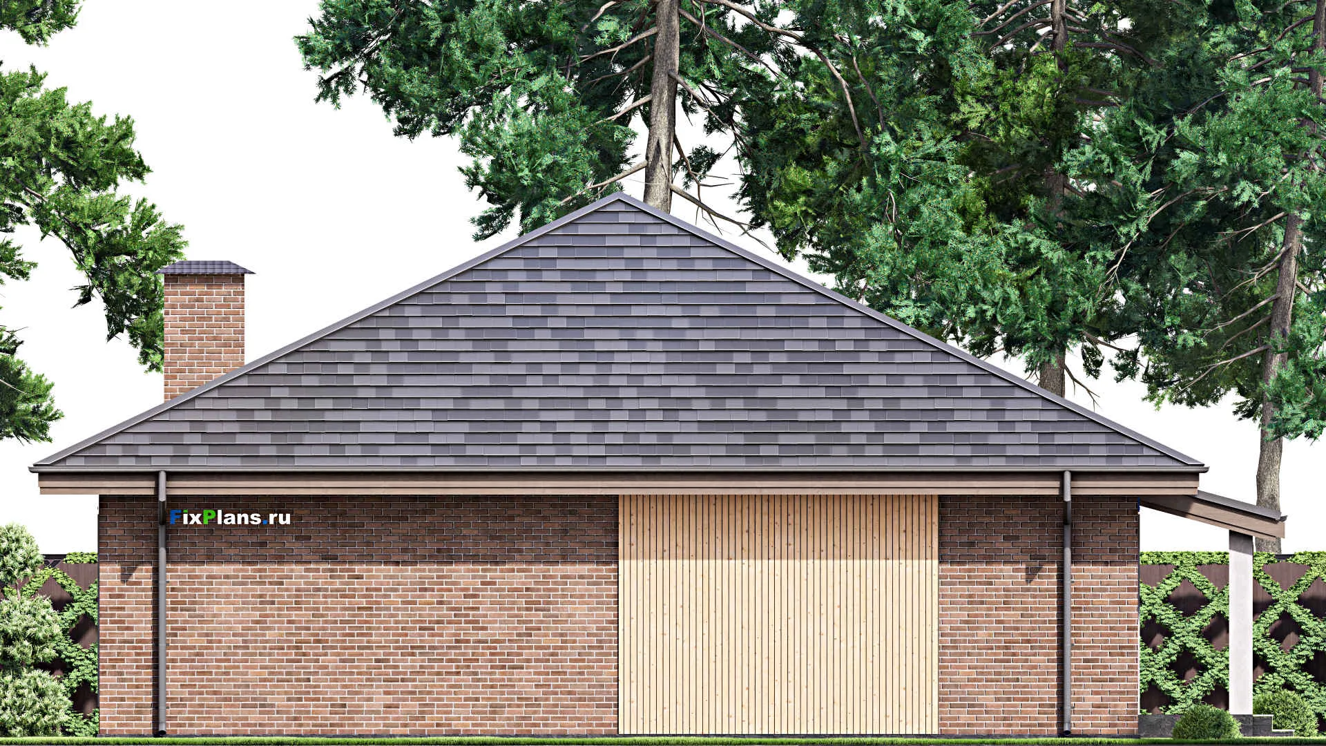 F-14669 - Проект одноэтажного дома 15 на 16, площадью 310 м² с террасой, цокольным этажом и 4 спальнями