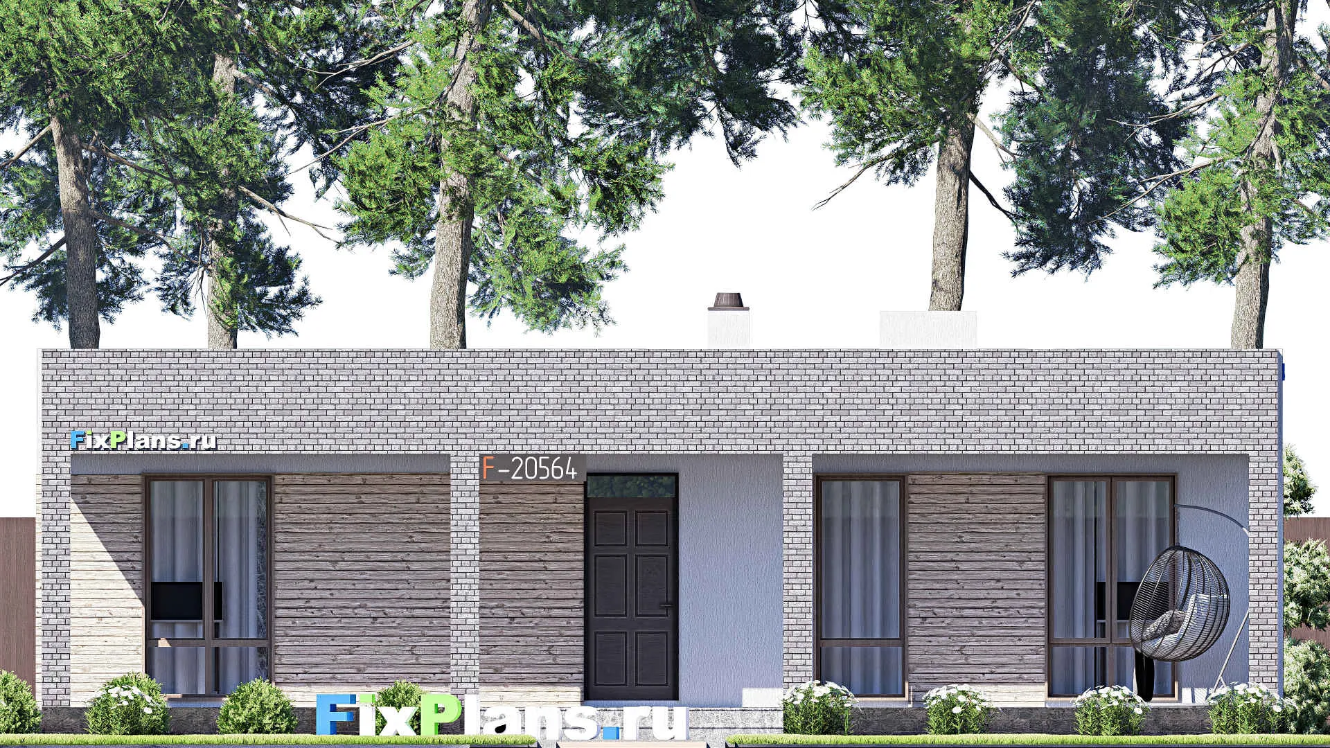 F-20564 - Проект одноэтажного дома 12 на 14, площадью 130 м² с 4 спальнями