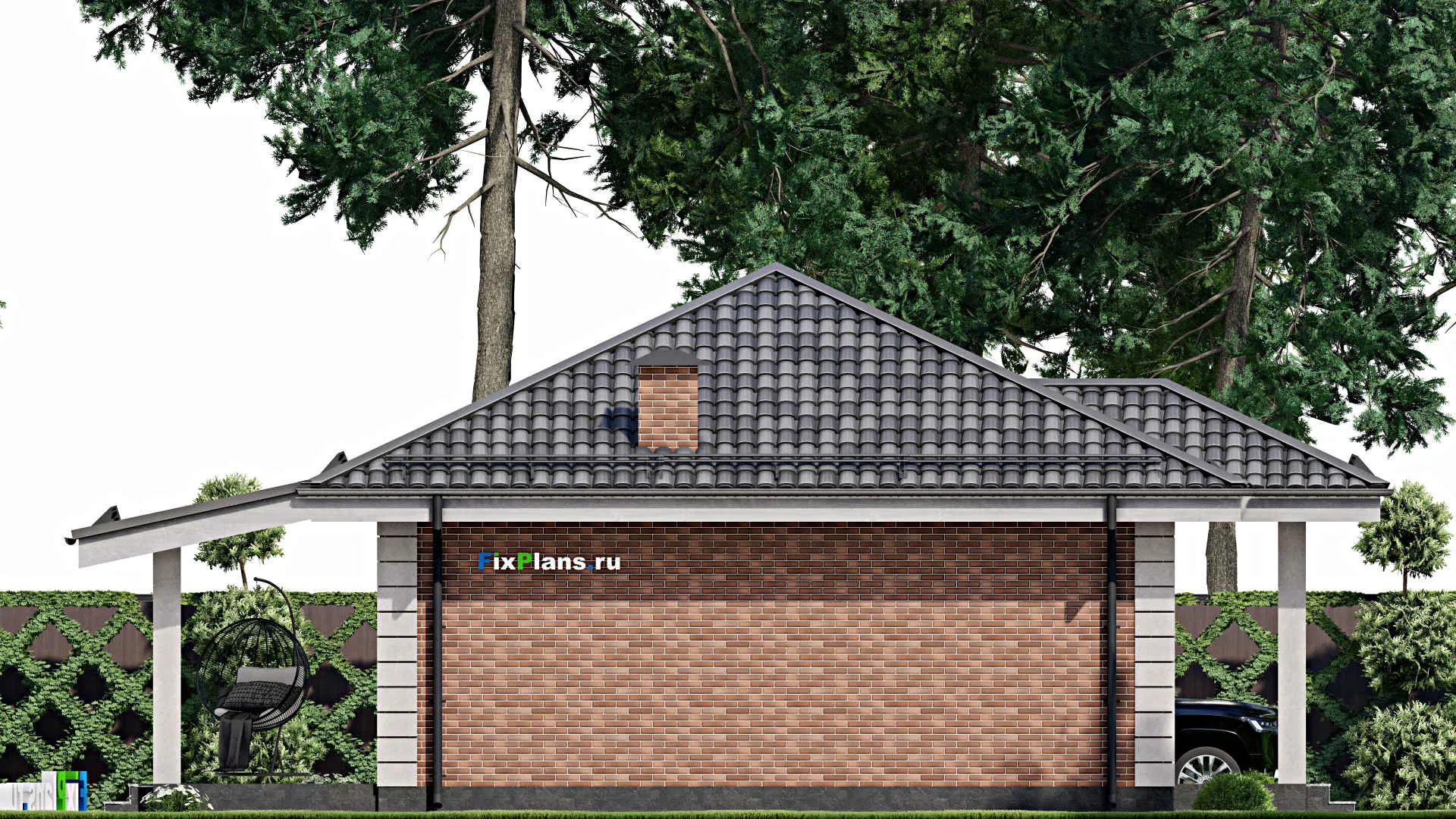 F-9503 - Проект бани 9 на 13, площадью 70 м² с терассой, санузлом и спальней