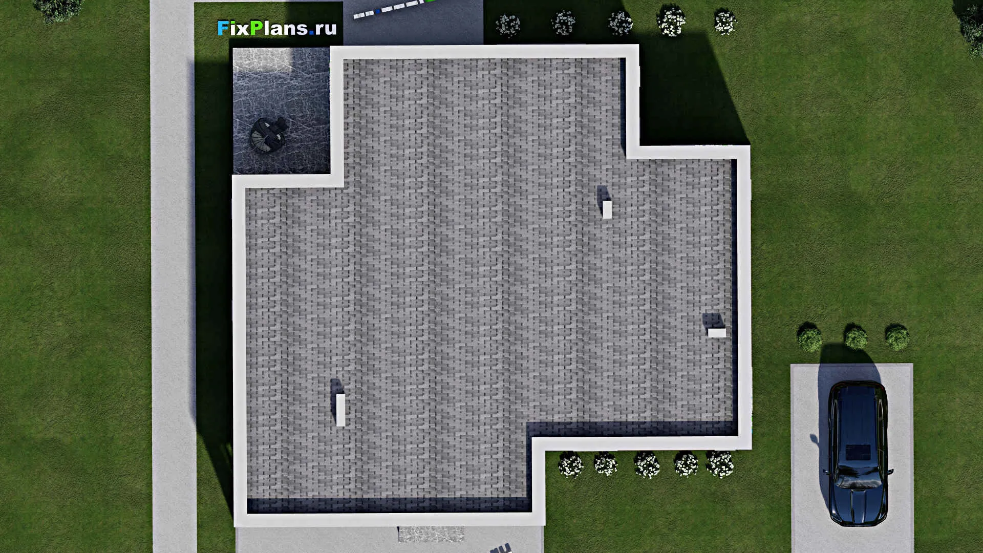 F-8927 - Проект одноэтажного дома 17 на 18, площадью 220 м² с террасой и 3 спальнями