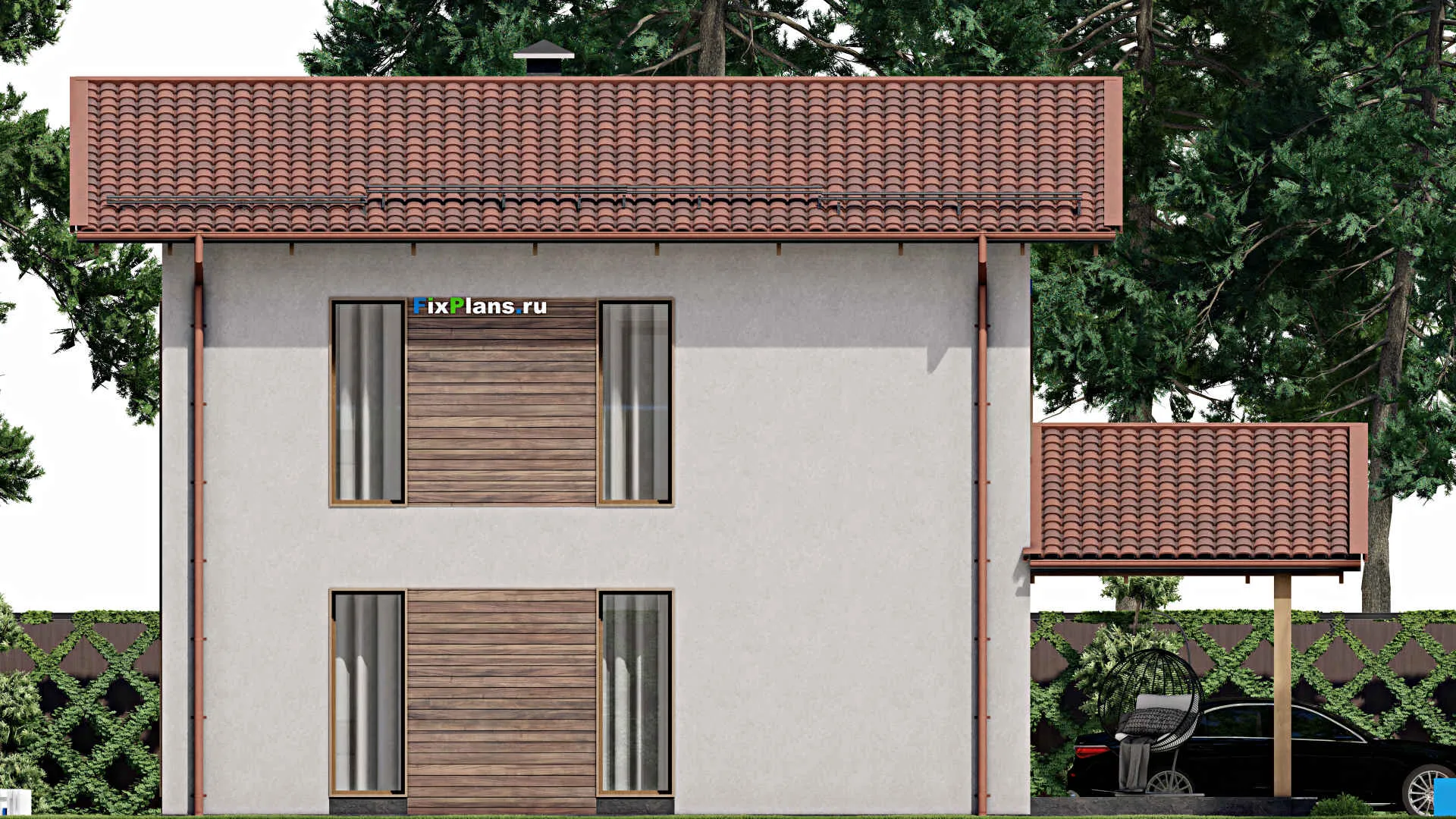 F-6848 - Проект дома с мансардой 11 на 13, площадью 180 м² с террасой и 4 спальнями