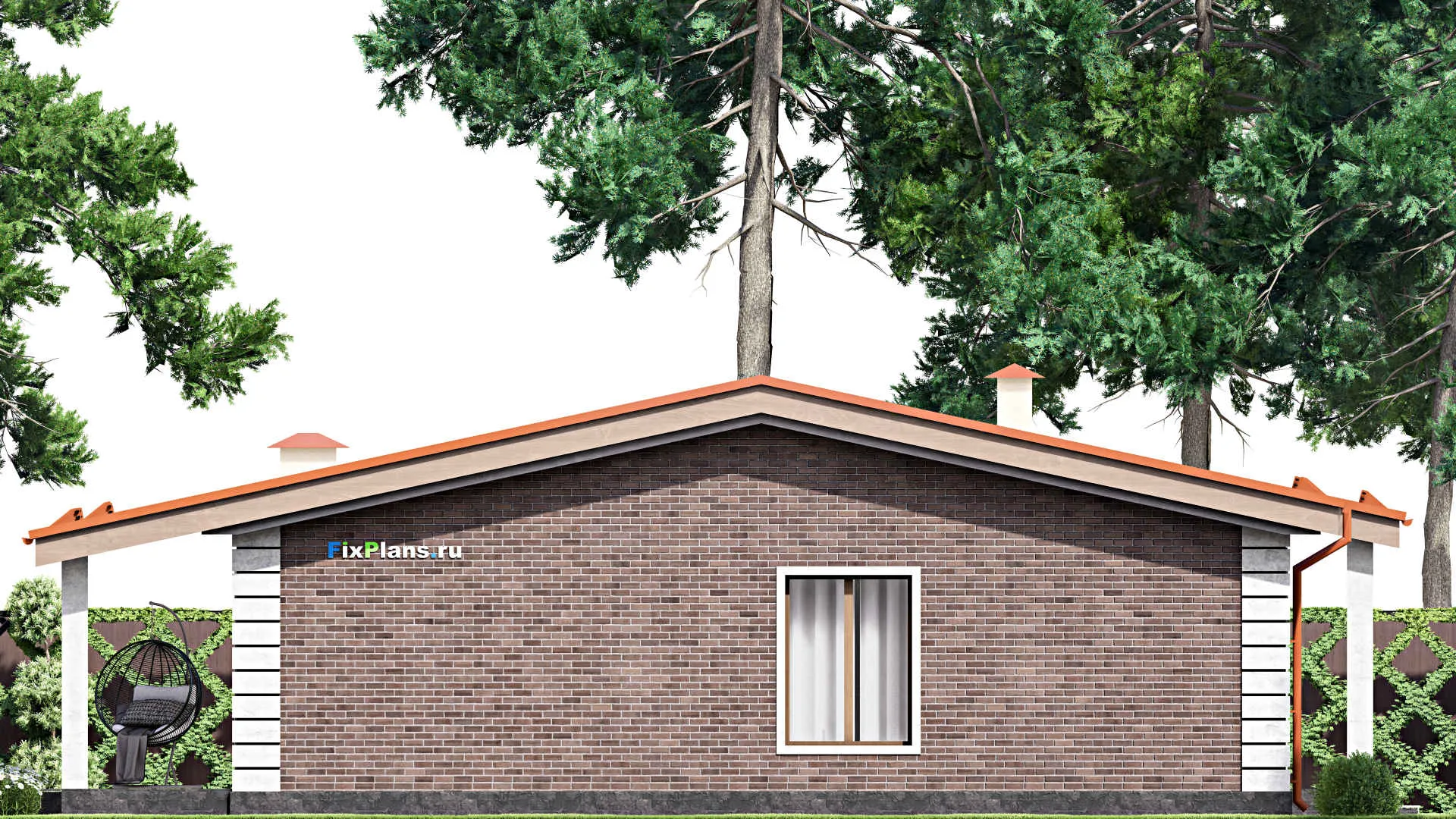 F-14741 - Проект одноэтажного дома 12 на 15, площадью 140 м² с террасой и 3 спальнями