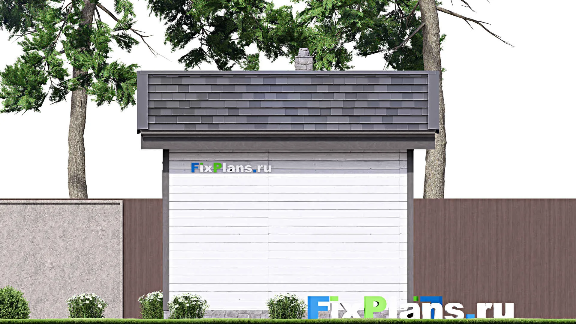 F-15641 - Проект бани 5 на 6, площадью 20 м² с терассой