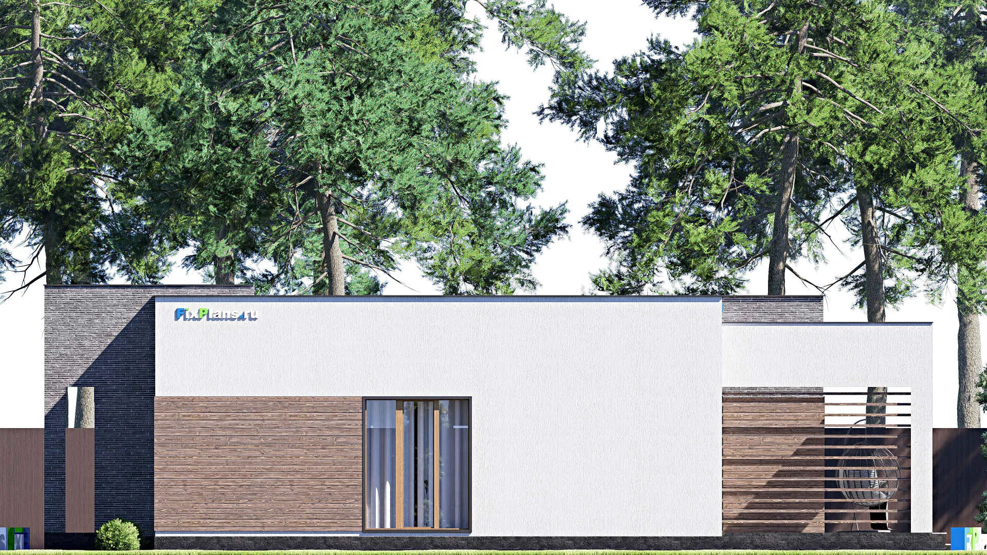 F-18872 - Проект одноэтажного дома 11 на 17, площадью 130 м² с террасой и 2 спальнями