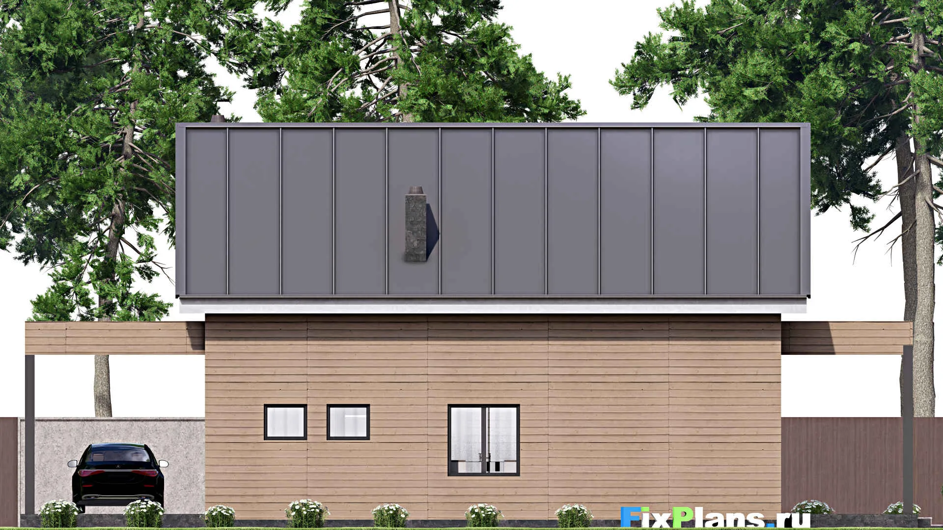 F-16172 - Проект дома с мансардой 11 на 19, площадью 220 м² с террасой и 3 спальнями