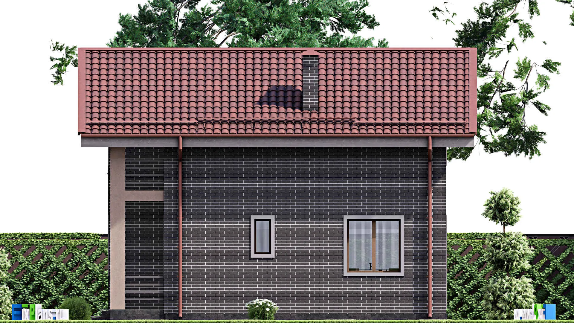 F-13049 - Проект дома с мансардой 9 на 10, площадью 110 м² с балконом и 4 спальнями