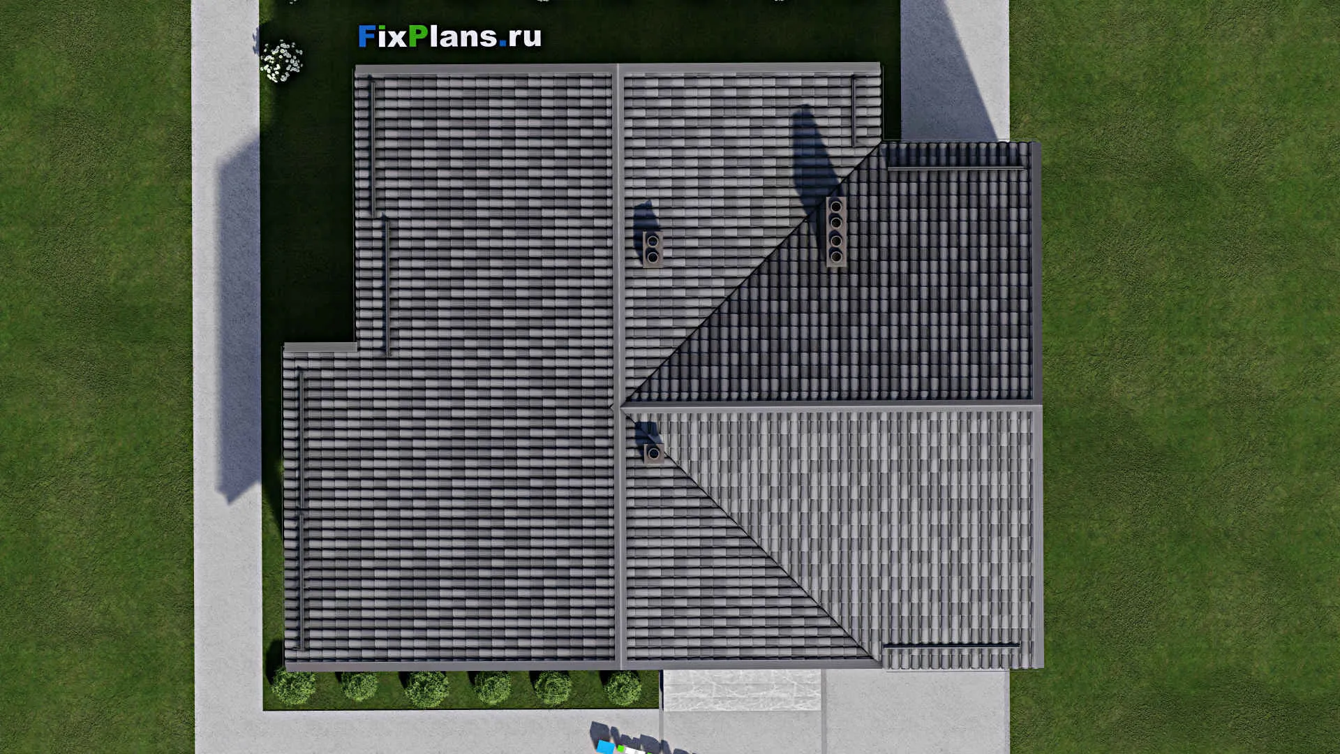 F-2897 - Проект дома с мансардой 13 на 14, площадью 250 м² с террасой, балконом, гаражом на 1 машину и 6 спальнями