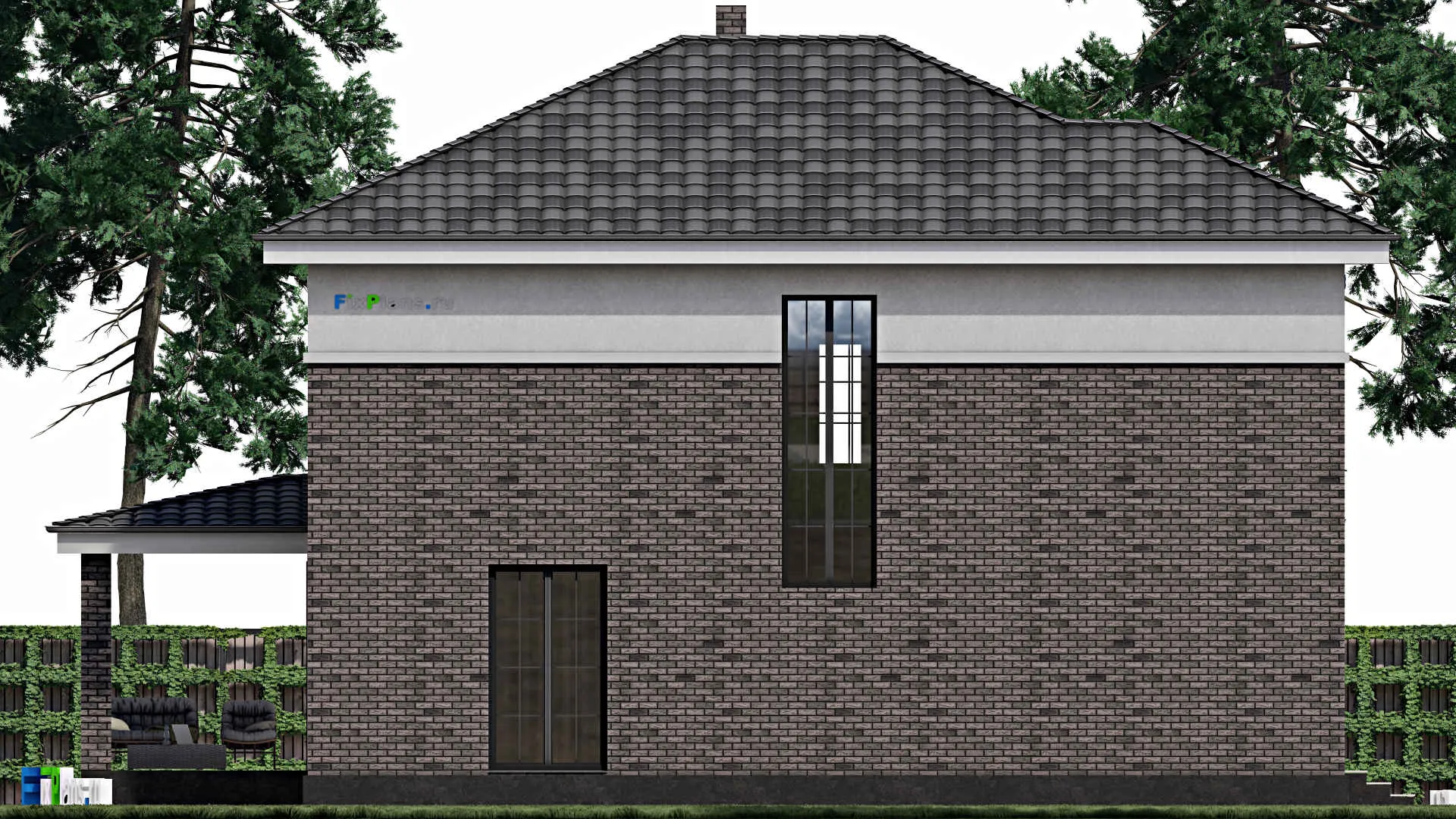 F-1070 - Проект двухэтажного дома 10 на 14, площадью 190 м² с террасой и 3 спальнями