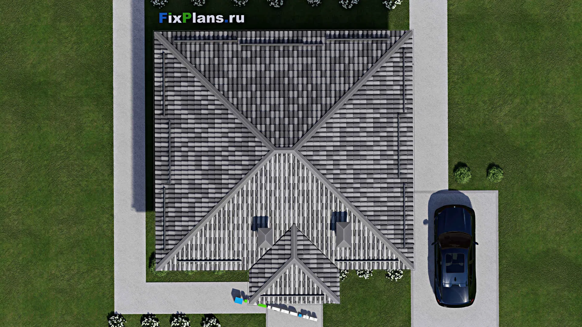 F-11519 - Проект одноэтажного дома 11 на 12, площадью 90 м² с 3 спальнями