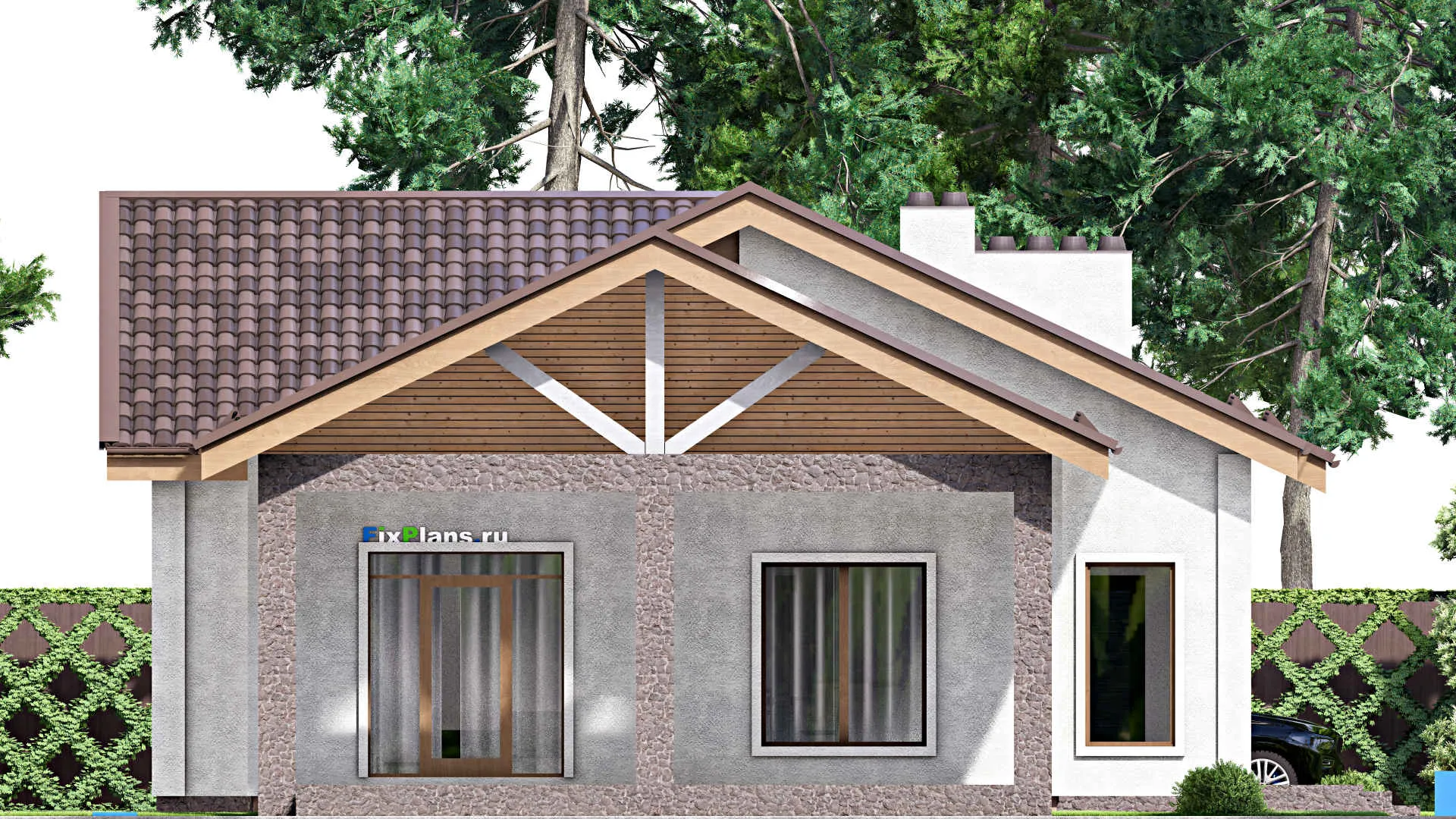 F-16370 - Проект одноэтажного дома 13 на 22, площадью 190 м² с 4 спальнями