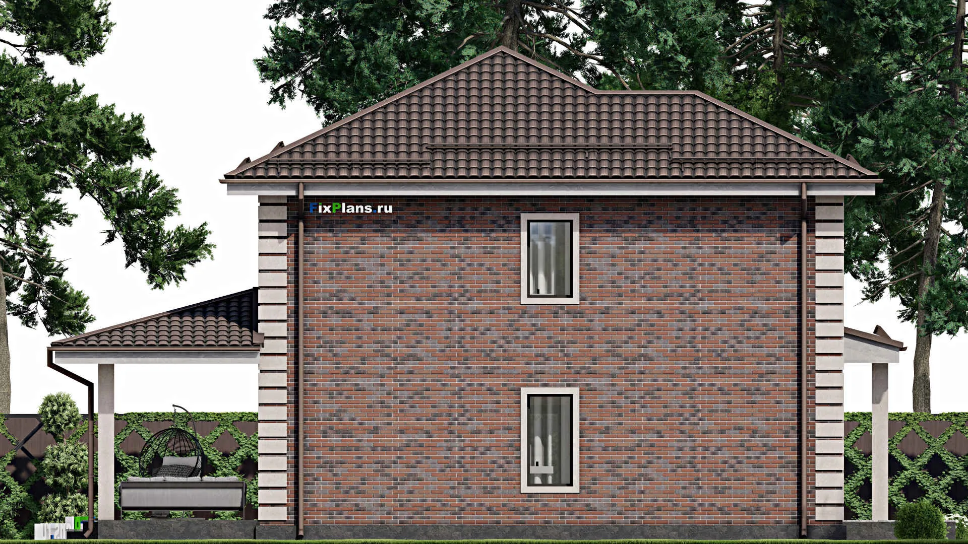 F-2312 - Проект двухэтажного дома 10 на 11, площадью 160 м² с террасой и 4 спальнями