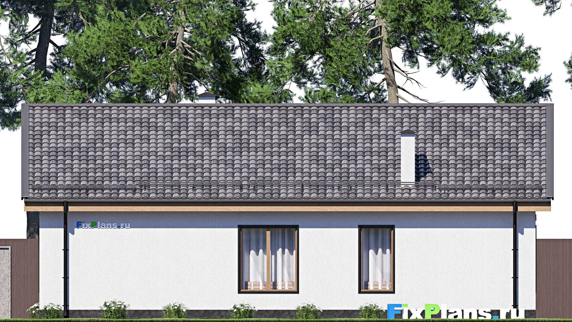 F-17720 - План одноэтажного дома 14 на 15, площадью 150 м² с террасой и 3 спальнями