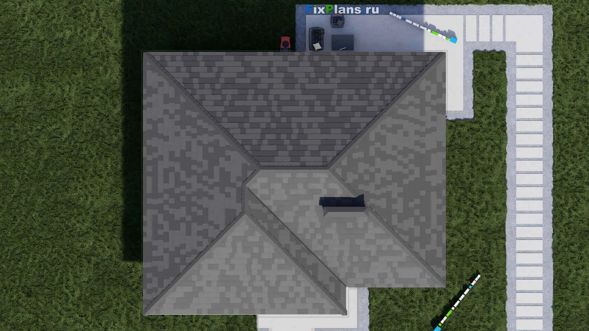 F-0107 - Проект одноэтажного дома 14 на 16, площадью 150 м² с террасой и 3 спальнями