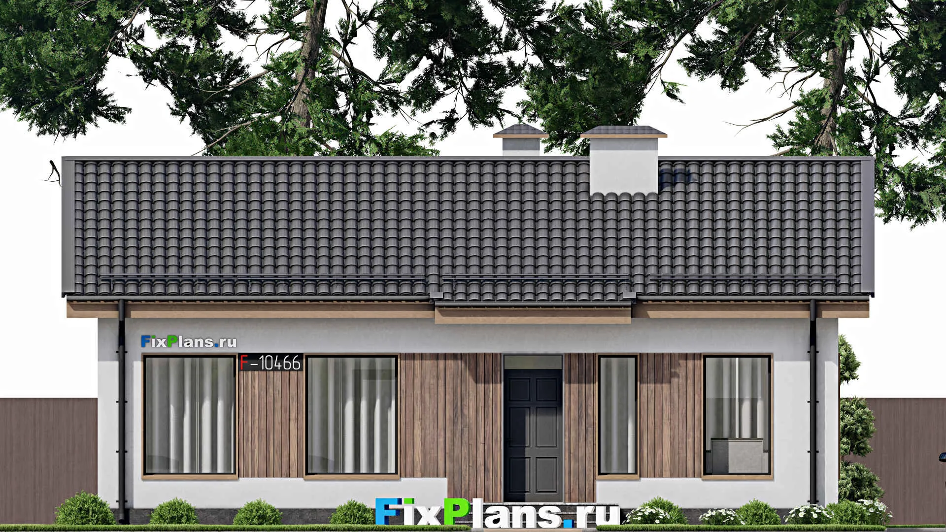 F-10466 - Проект одноэтажного дома 10 на 12, площадью 80 м² с 3 спальнями