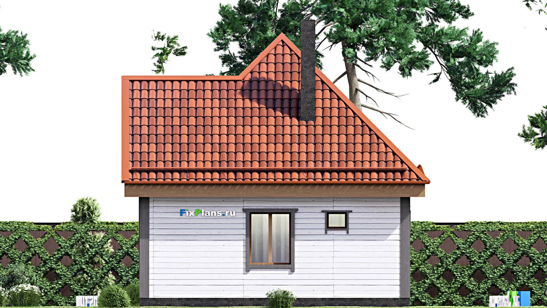 F-15650 - Проект бани 8 на 12, площадью 110 м² с комнатой отдыха, терассой, мансардой, санузлом и спальней