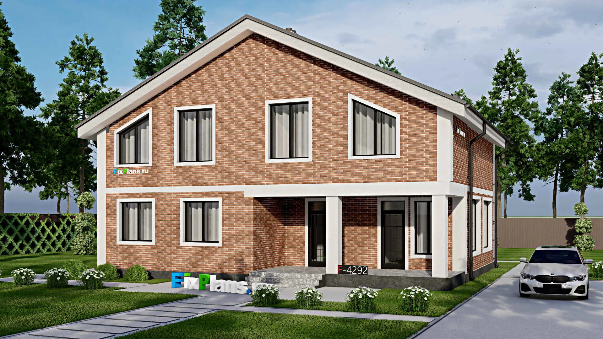 F-4292 - Проект дома с мансардой 11 на 14, площадью 180 м² с террасой и 5 спальнями