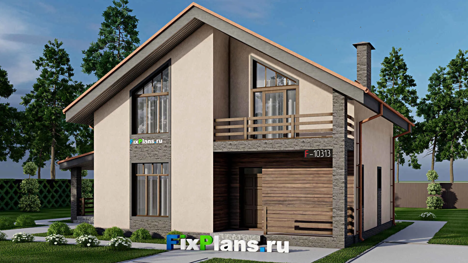 F-10313 - Проект дома с мансардой 12 на 17, площадью 220 м² с 5 спальнями