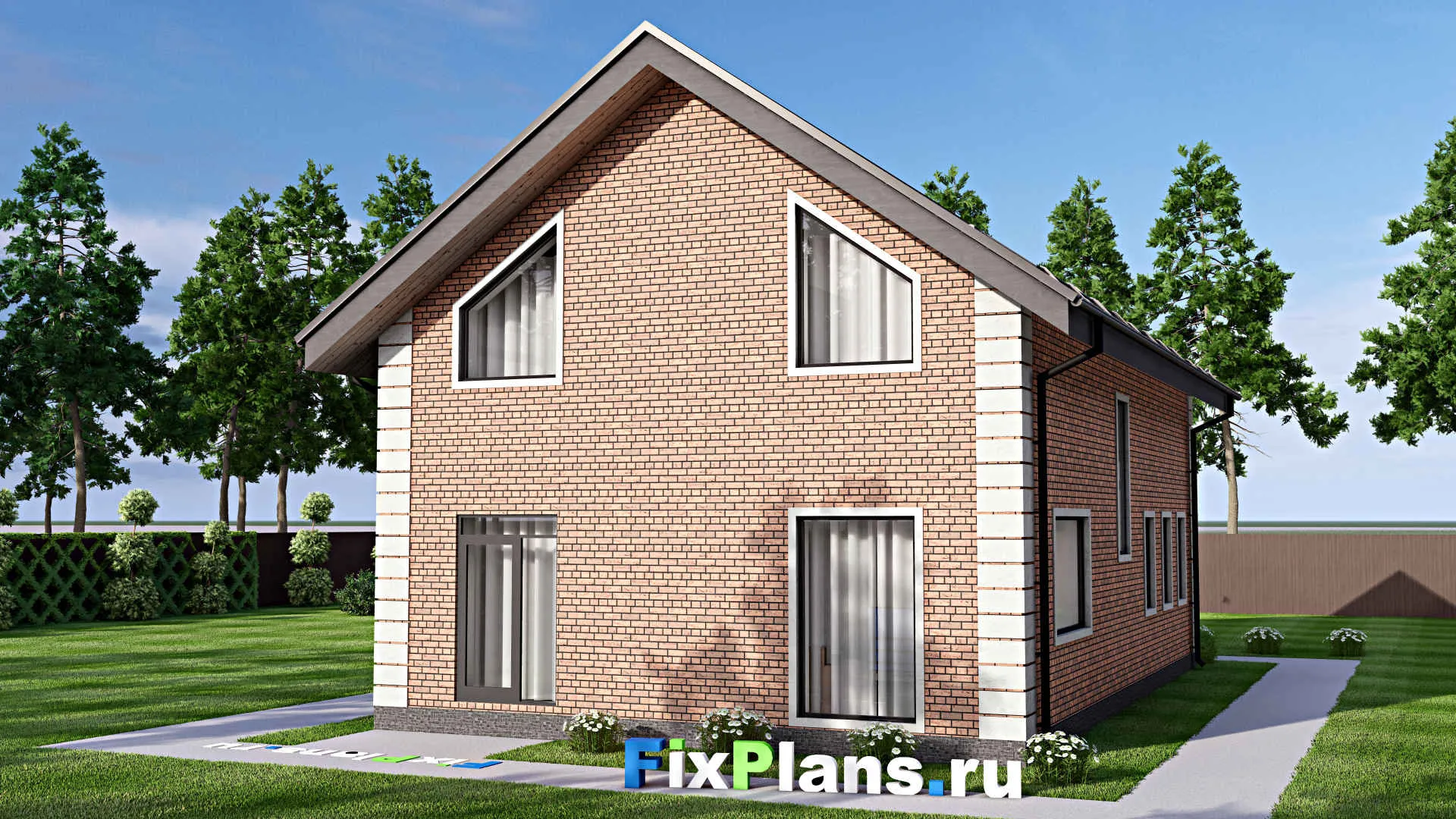 F-12608 - Проект дома с мансардой 9 на 14, площадью 180 м² с балконом и 4 спальнями