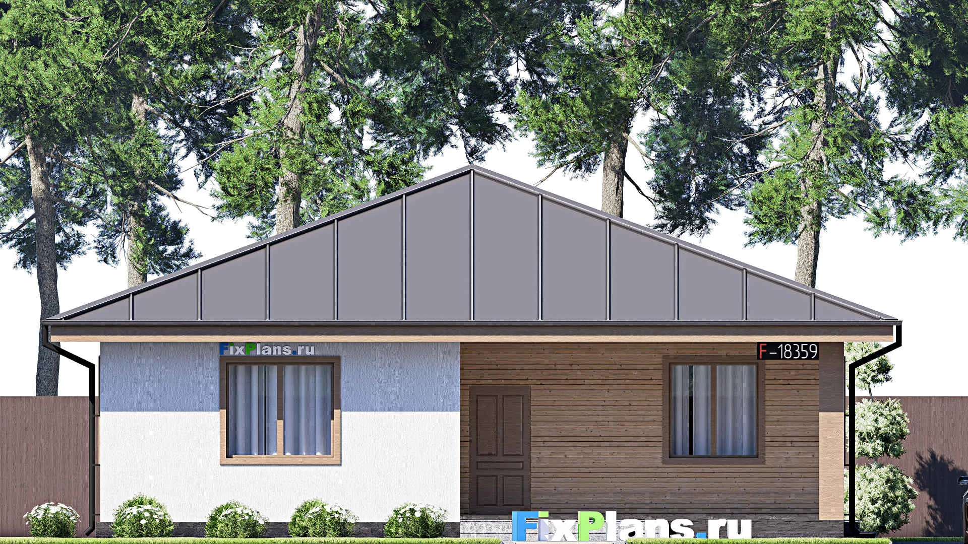 F-18359 - Проект одноэтажного дома 13 на 19, площадью 180 м² с террасой и 3 спальнями