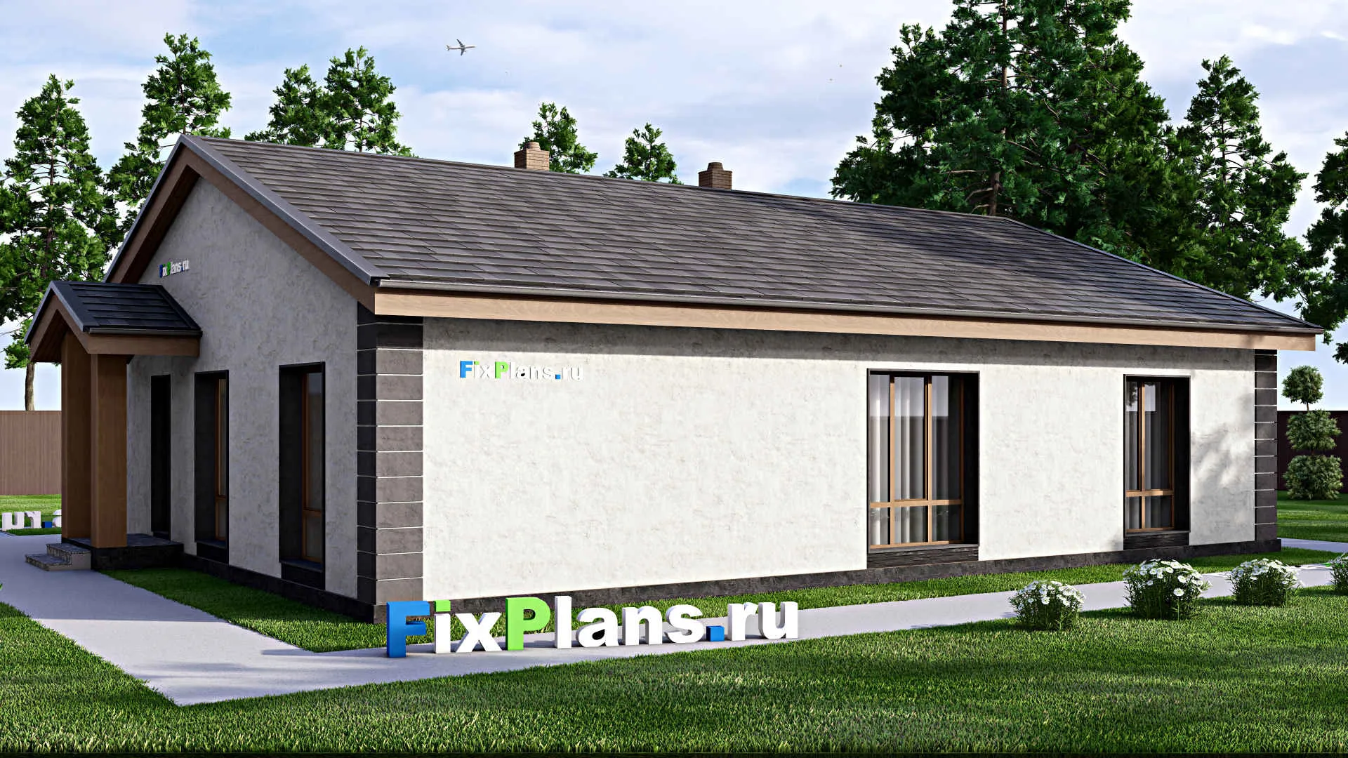 F-14489 - Проект одноэтажного дома 13 на 16, площадью 160 м² с 4 спальнями