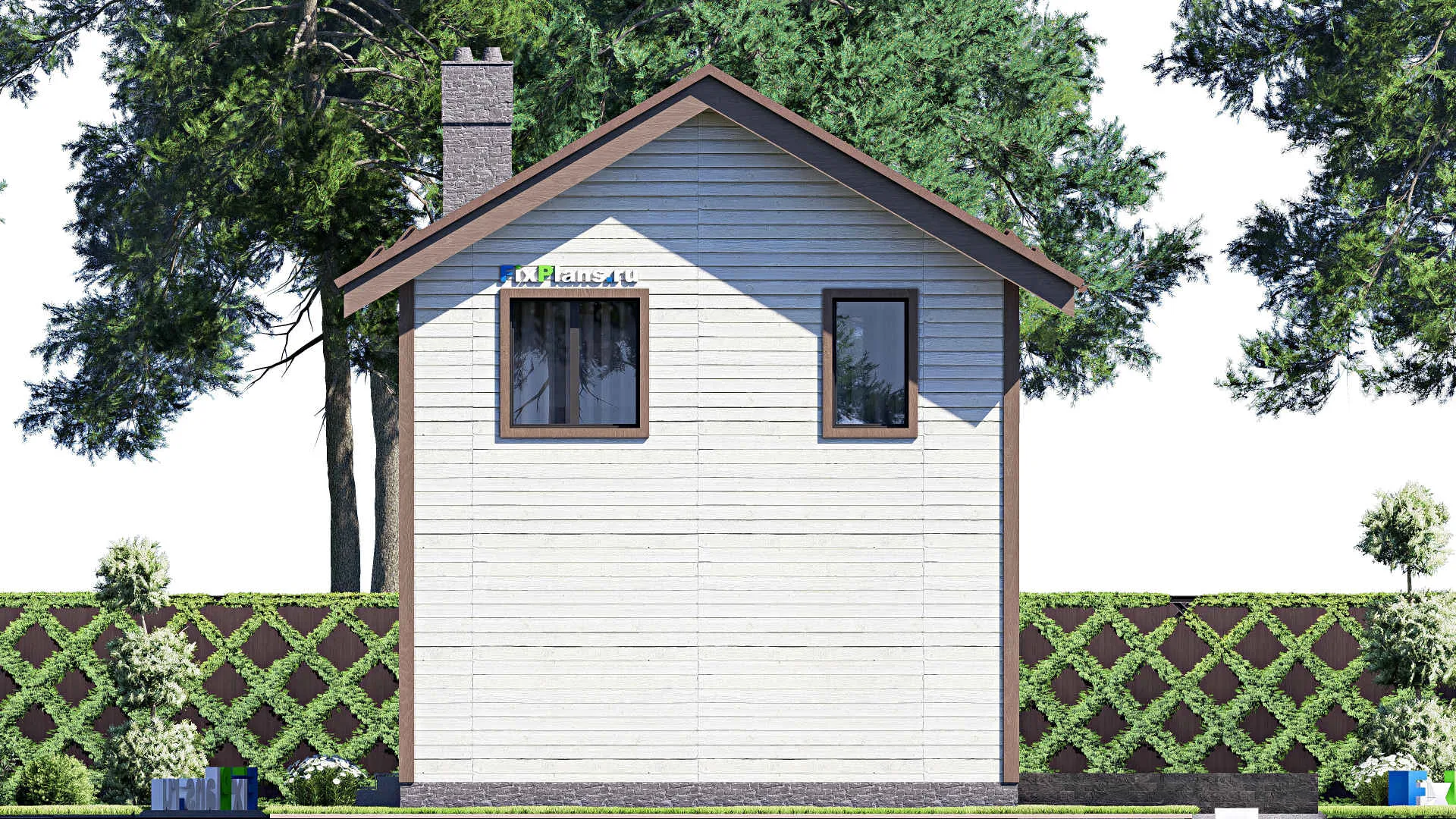 F-17459 - Проект дома с мансардой 7 на 12, площадью 110 м² с гаражом на 2 машины и 1 спальнями